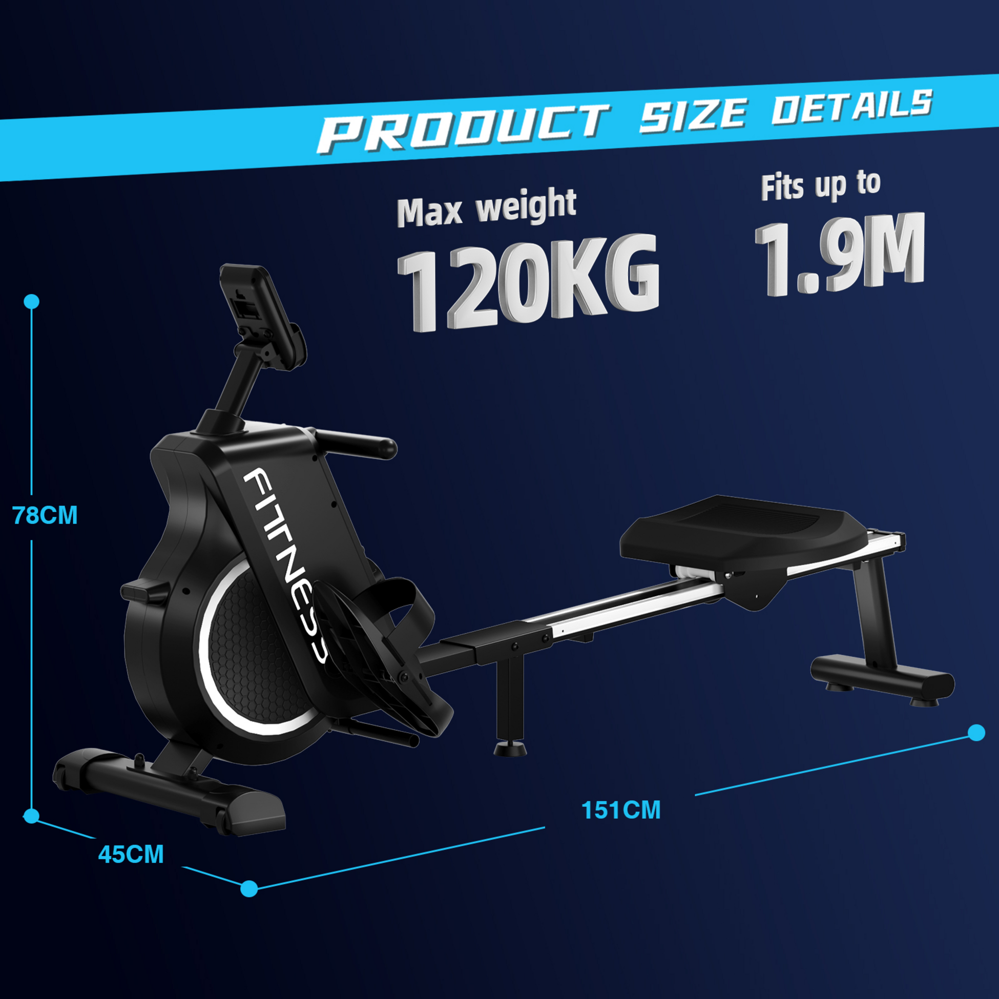 HOMEFITNESSCODE, Magnetisk Roddmaskin &ndash; Hopf&auml;llbar F&ouml;r L&auml;genheter Med 16 Motst&aring;ndsniv&aring;er