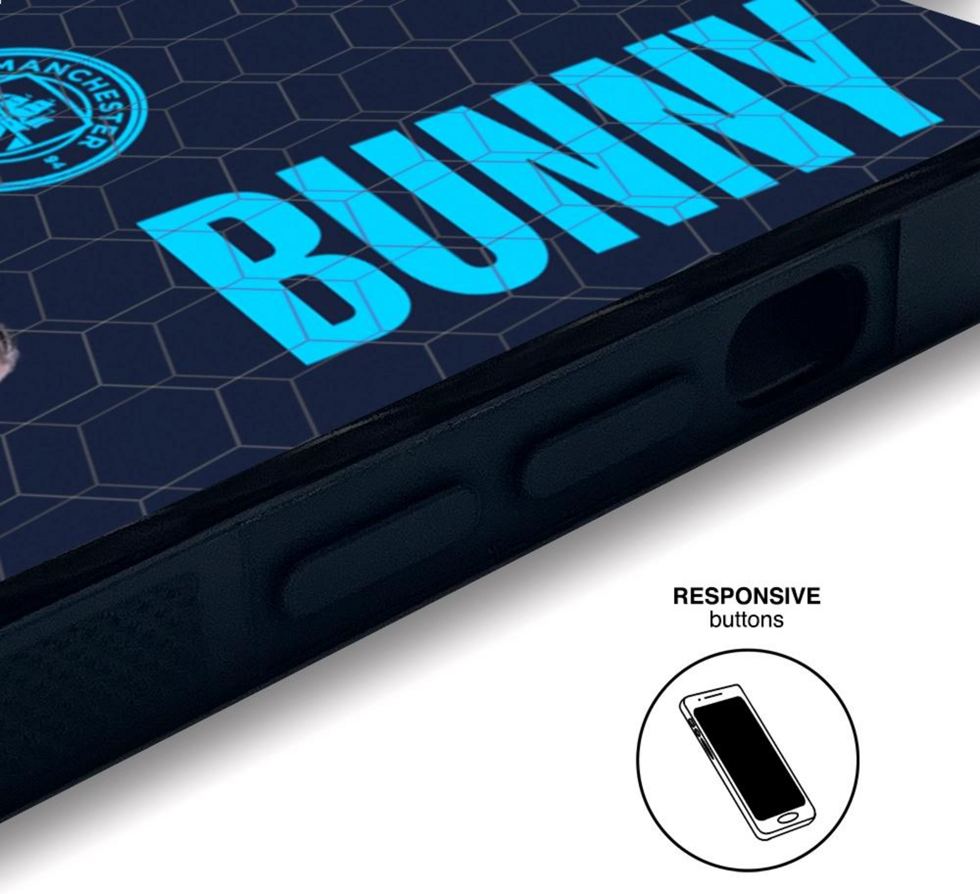 PHONECASES3D, Manchester City Official 3d Phone Case &ndash; Bunny + Num