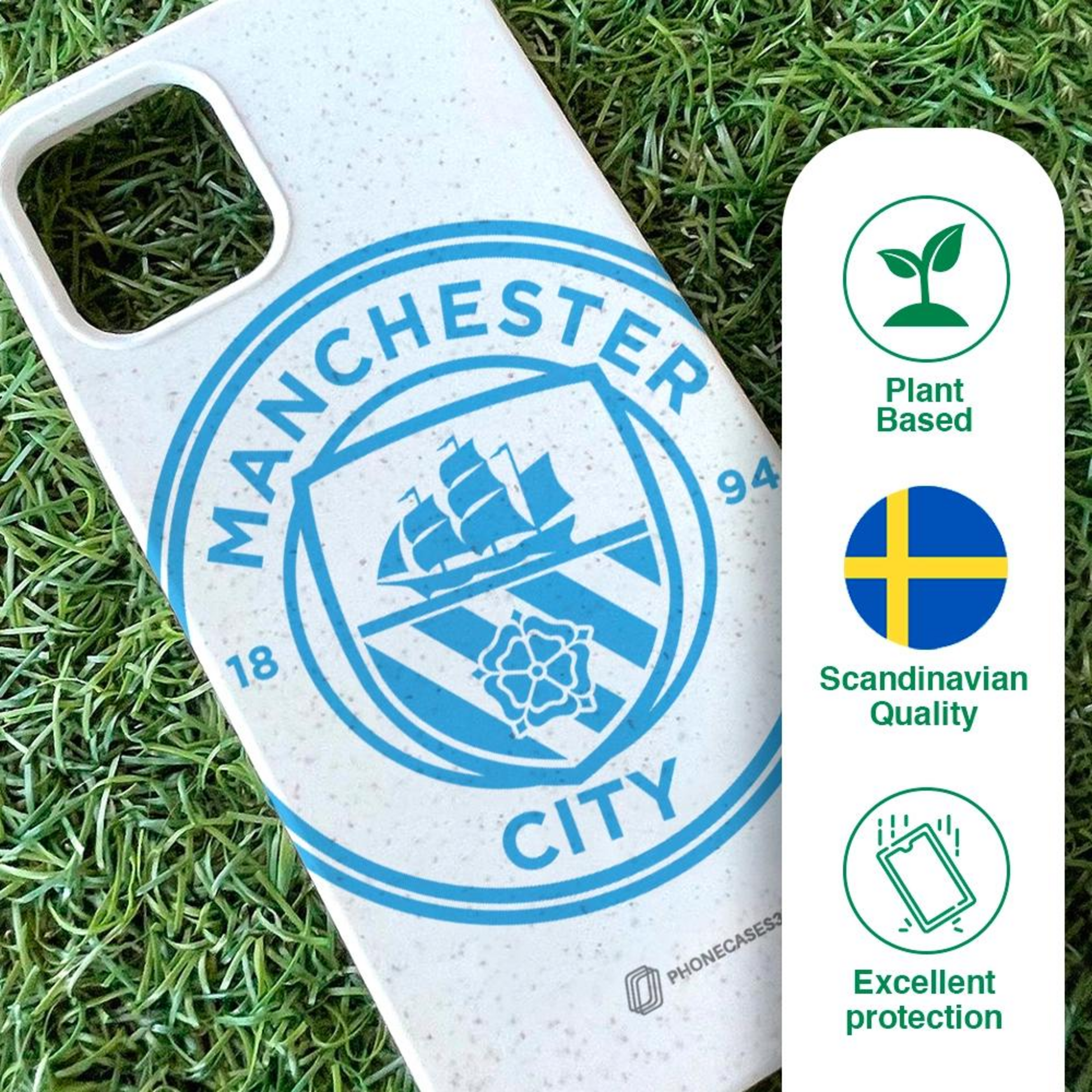 PHONECASES3D, Manchester City Official Compostable Phone Case &ndash; Blue Tilted Crest