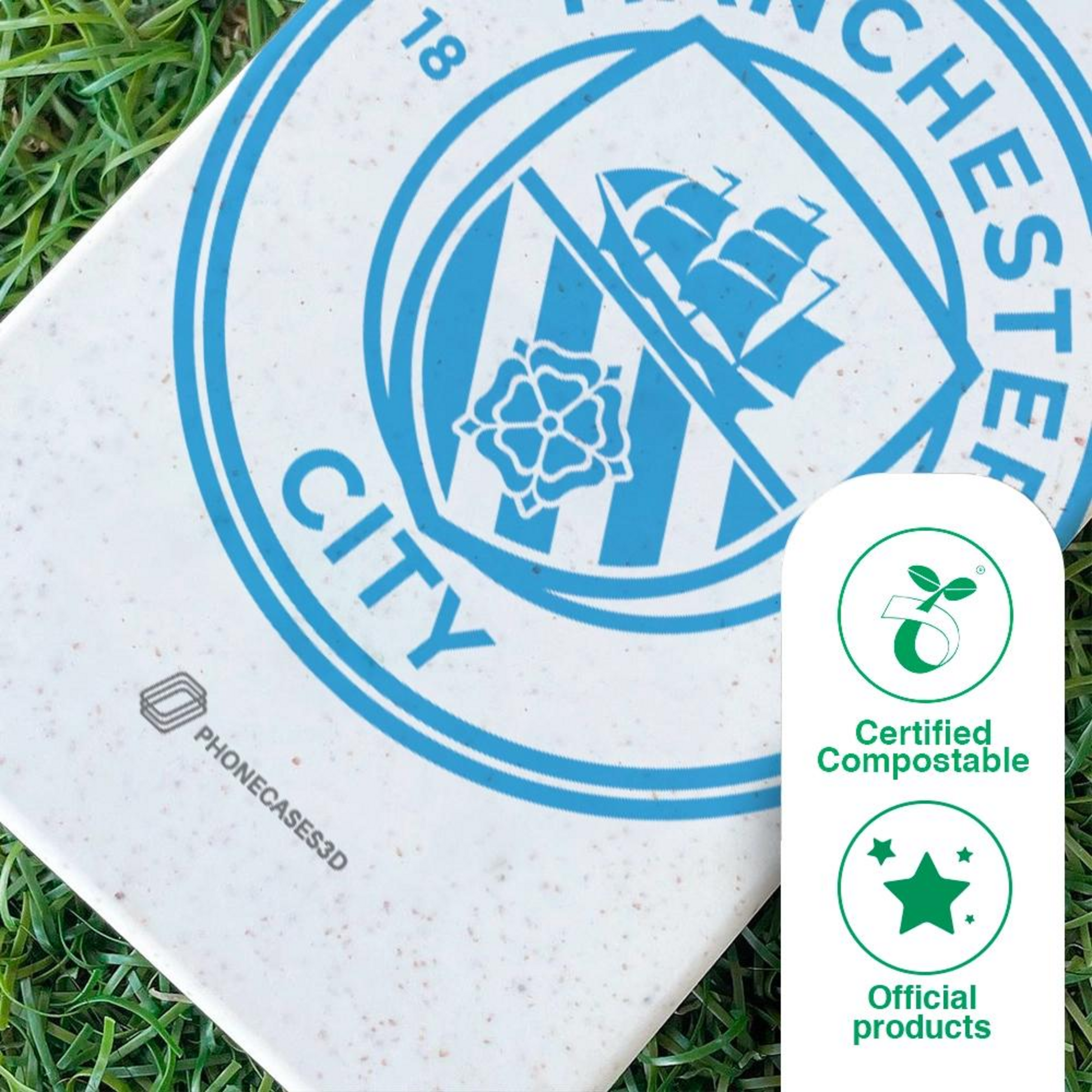 PHONECASES3D, Manchester City Official Compostable Phone Case &ndash; Blue Tilted Crest