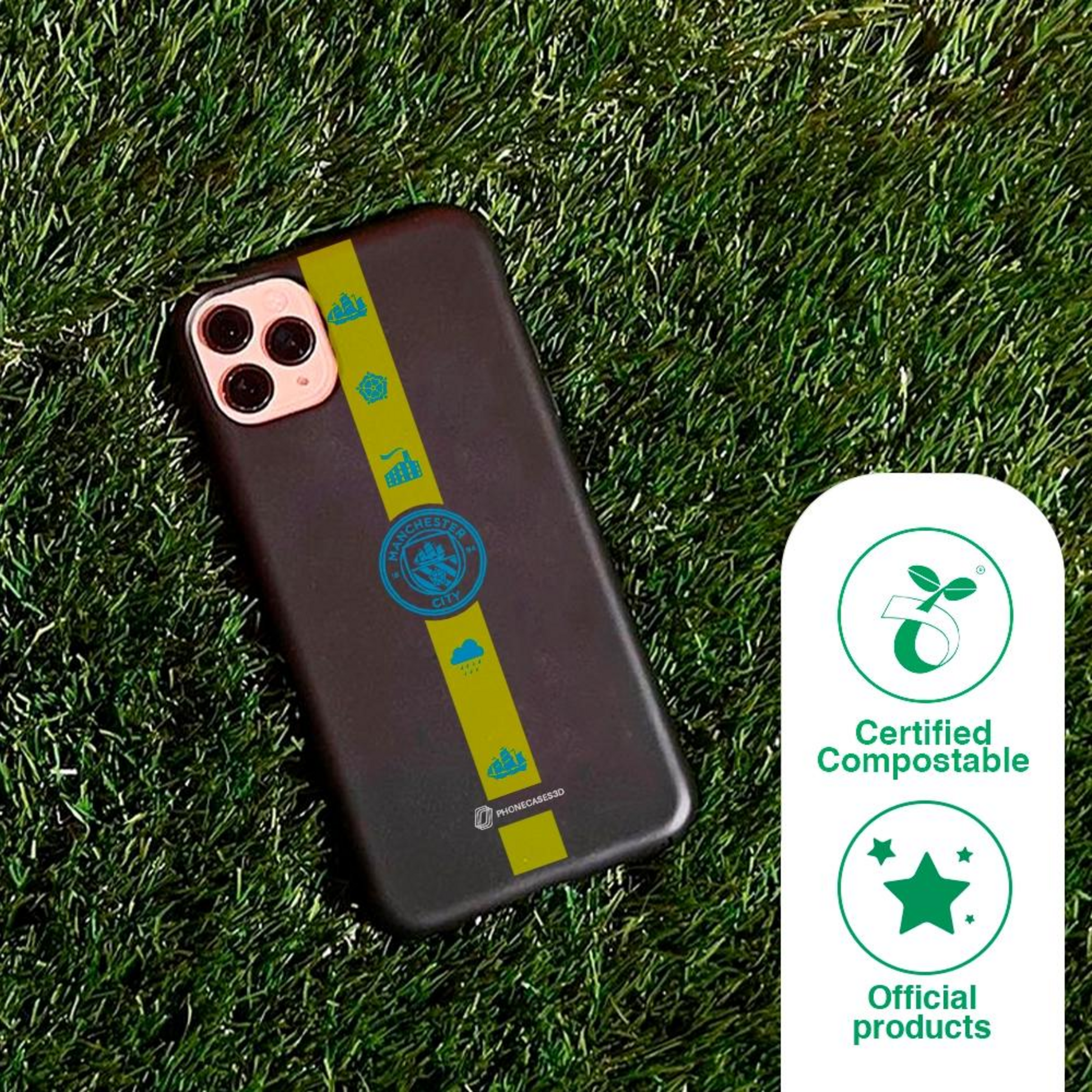 PHONECASES3D, Manchester City Official Compostable Phone Case &ndash; City Glyphs