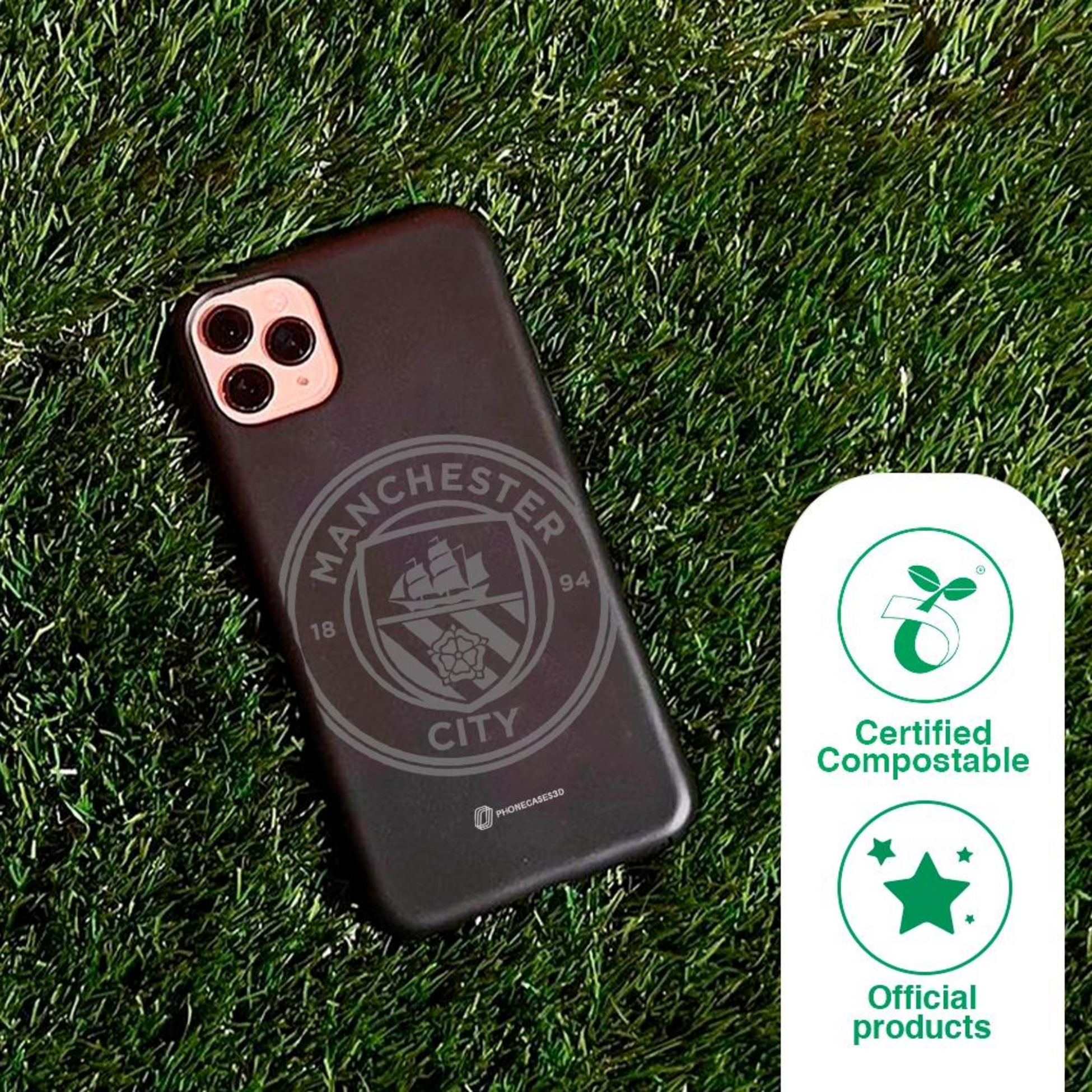 PHONECASES3D, Manchester City Official Compostable Phone Case &ndash; Tilted Faded Crest