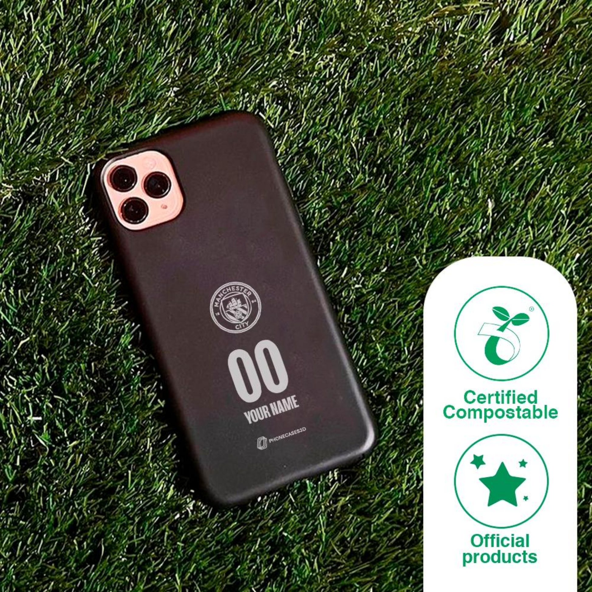 PHONECASES3D, Manchester City Official Compostable Phone Case &ndash; White Crest