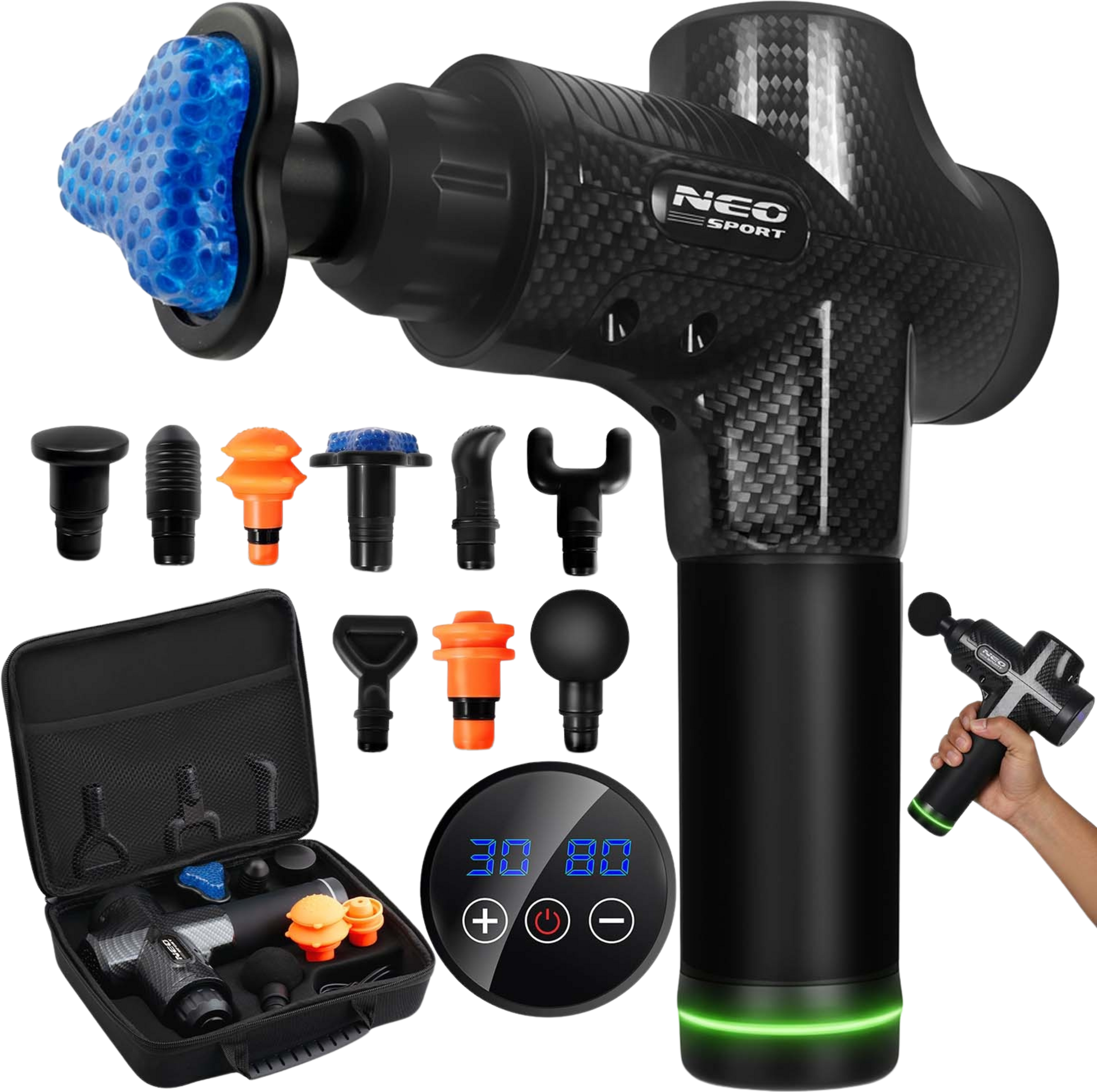 B2X, Massage Gun With 9 Attachments &ndash; Wireless, 30 Speeds