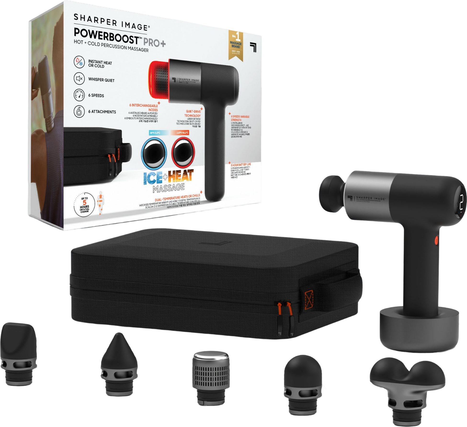 SHARPER IMAGE, Massagepistol Pro+ Kyla Och Värme