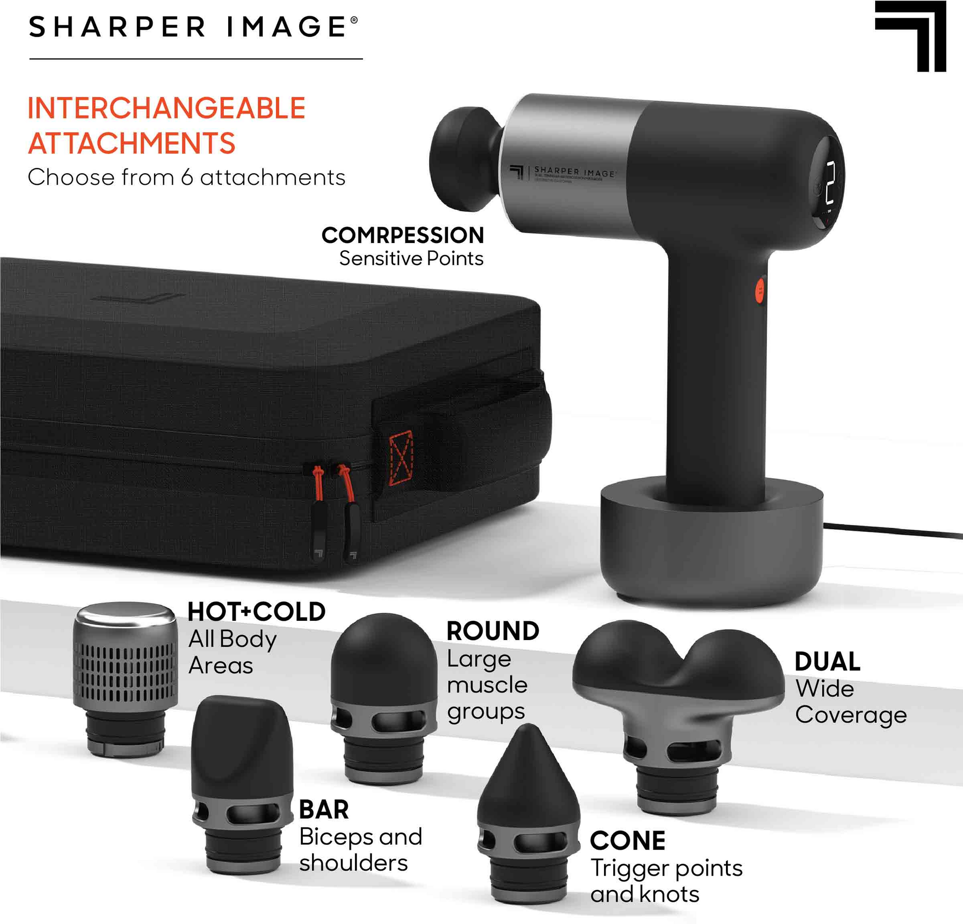 SHARPER IMAGE, Massagepistol Pro+ Kyla Och Värme
