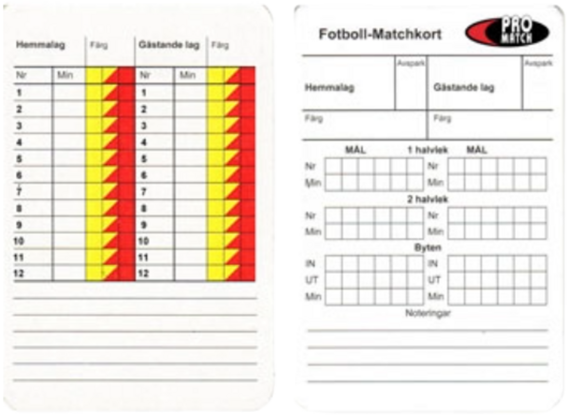 PRO MATCH, Matchkort Domare 25-pack