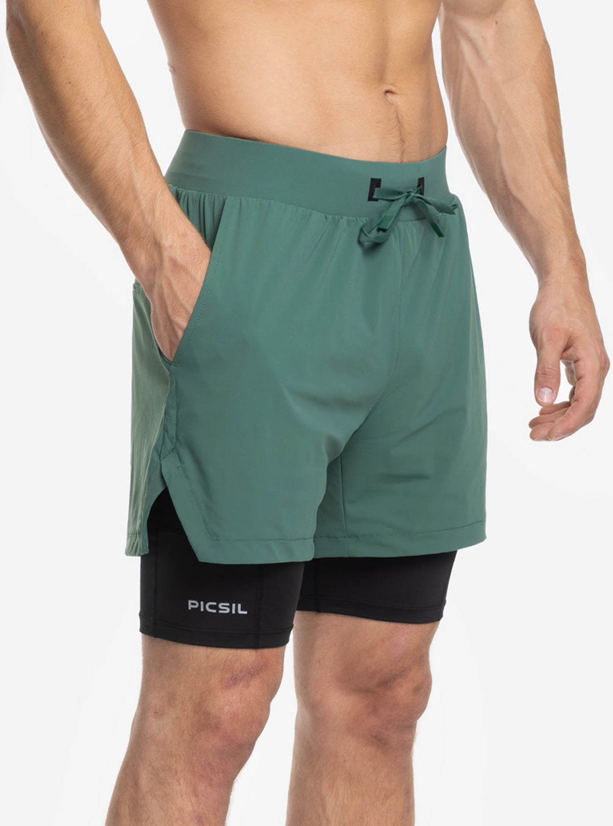 PICSIL SPORT, Men's 2-in-1 Compression Mesh Shorts Premium