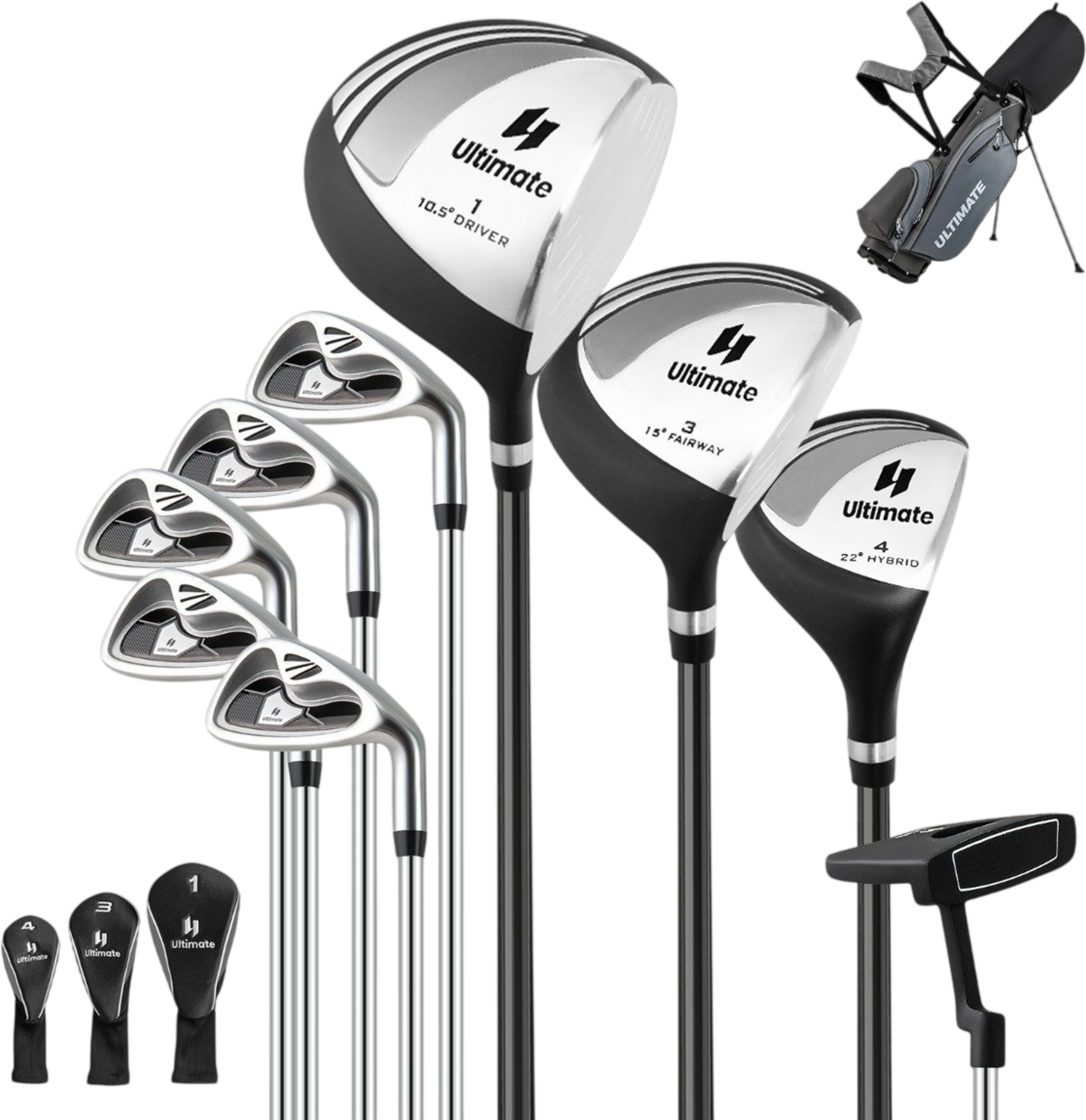 NORTHIX, Men's Complete Golf Club Set, 10-piece, Right-handed
