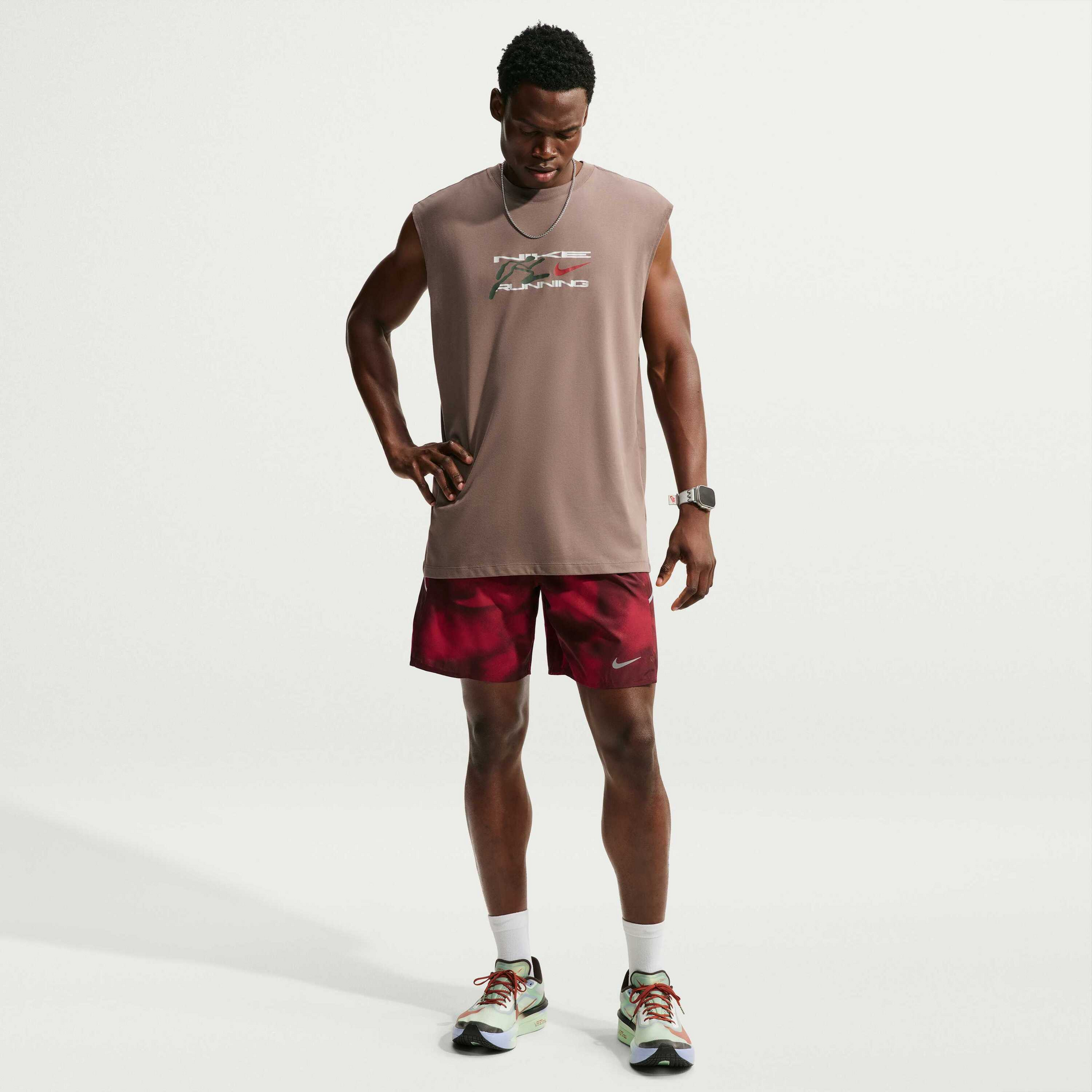 NIKE, Men's Dri-fit 18cm (approx.) Brief-lined Printed Running Shorts Miler