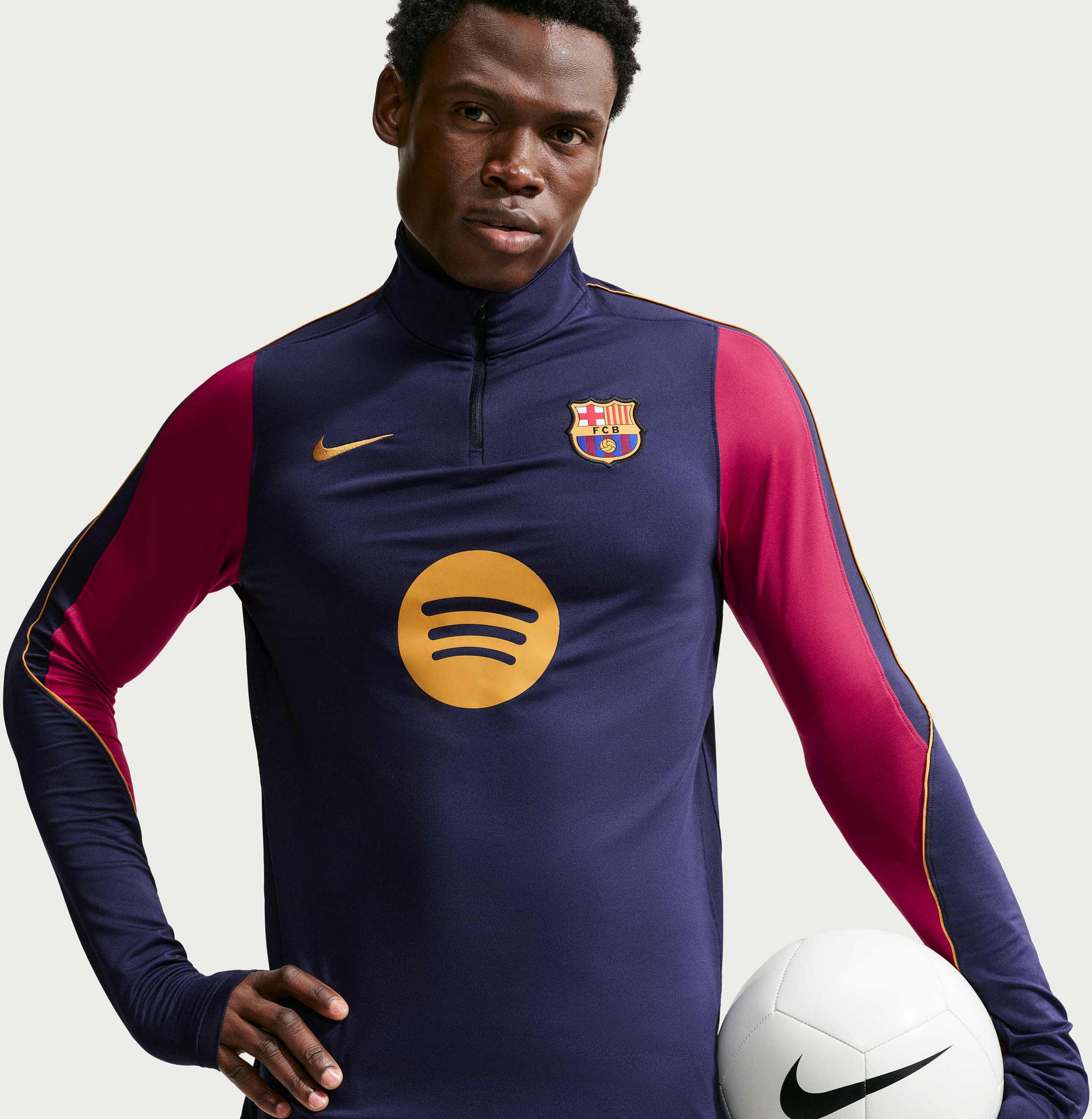 NIKE, Men's Dri-fit Football Knit Drill Top F.c. Barcelona Strike
