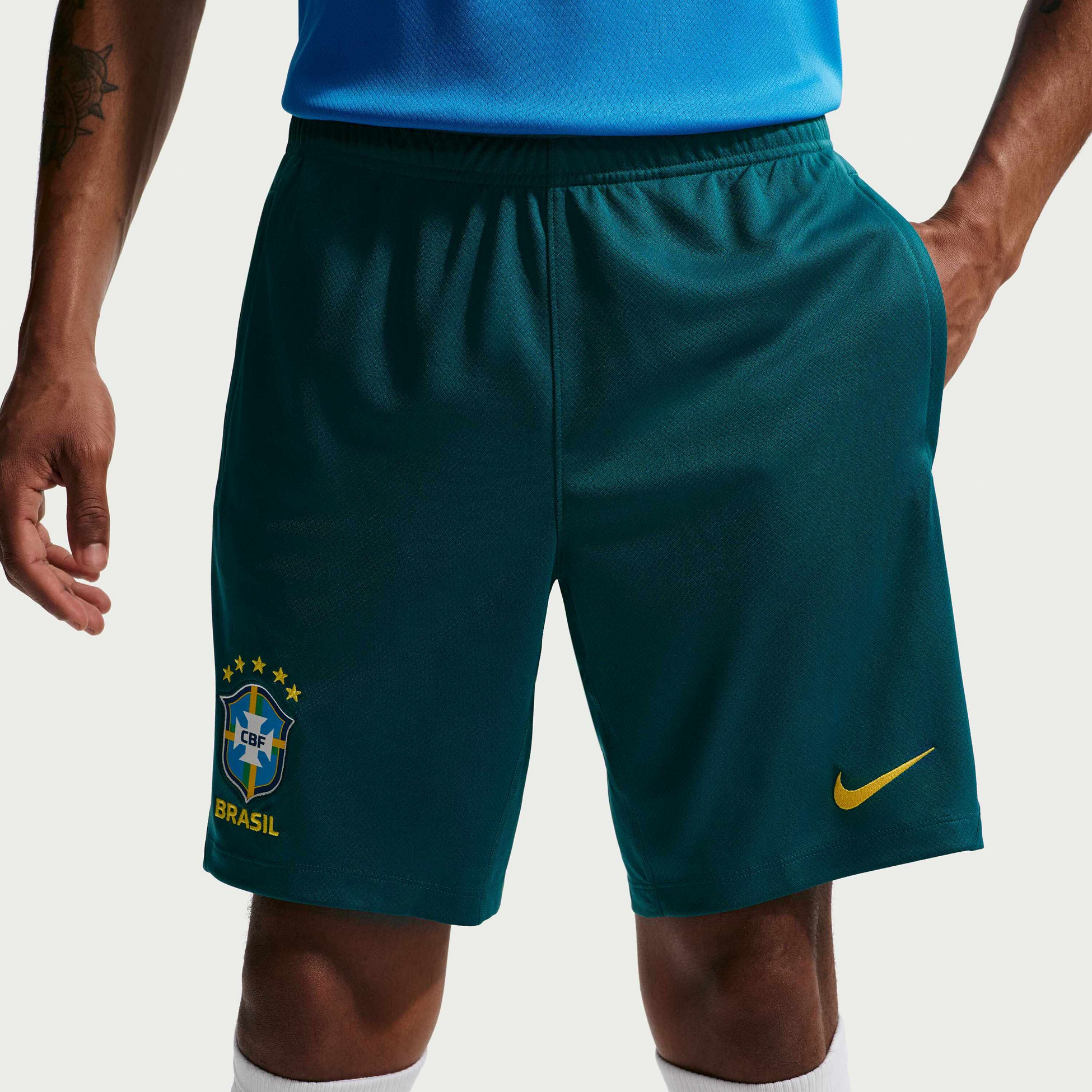 NIKE, Men's Dri-fit Football Knit Shorts Brazil Strike