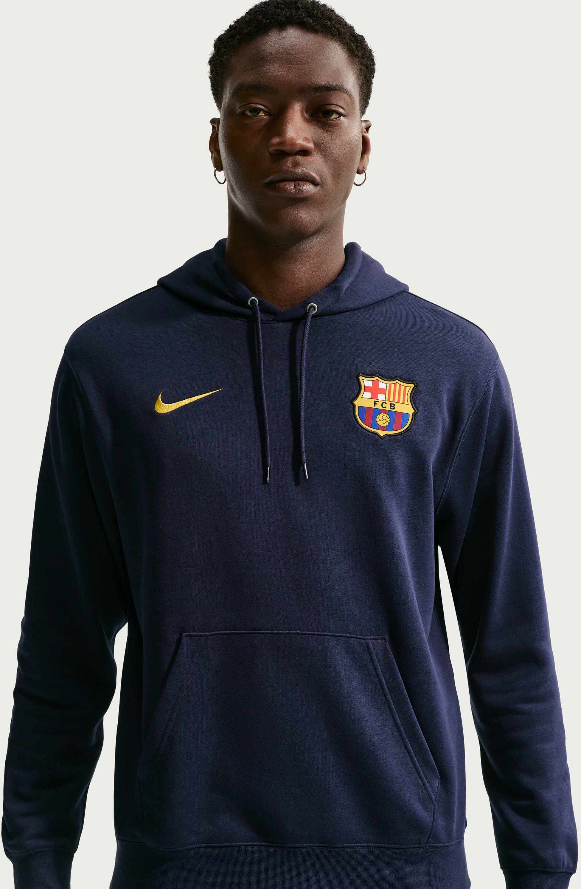 NIKE, Men's Football French Terry Pullover Hoodie F.c. Barcelona Club