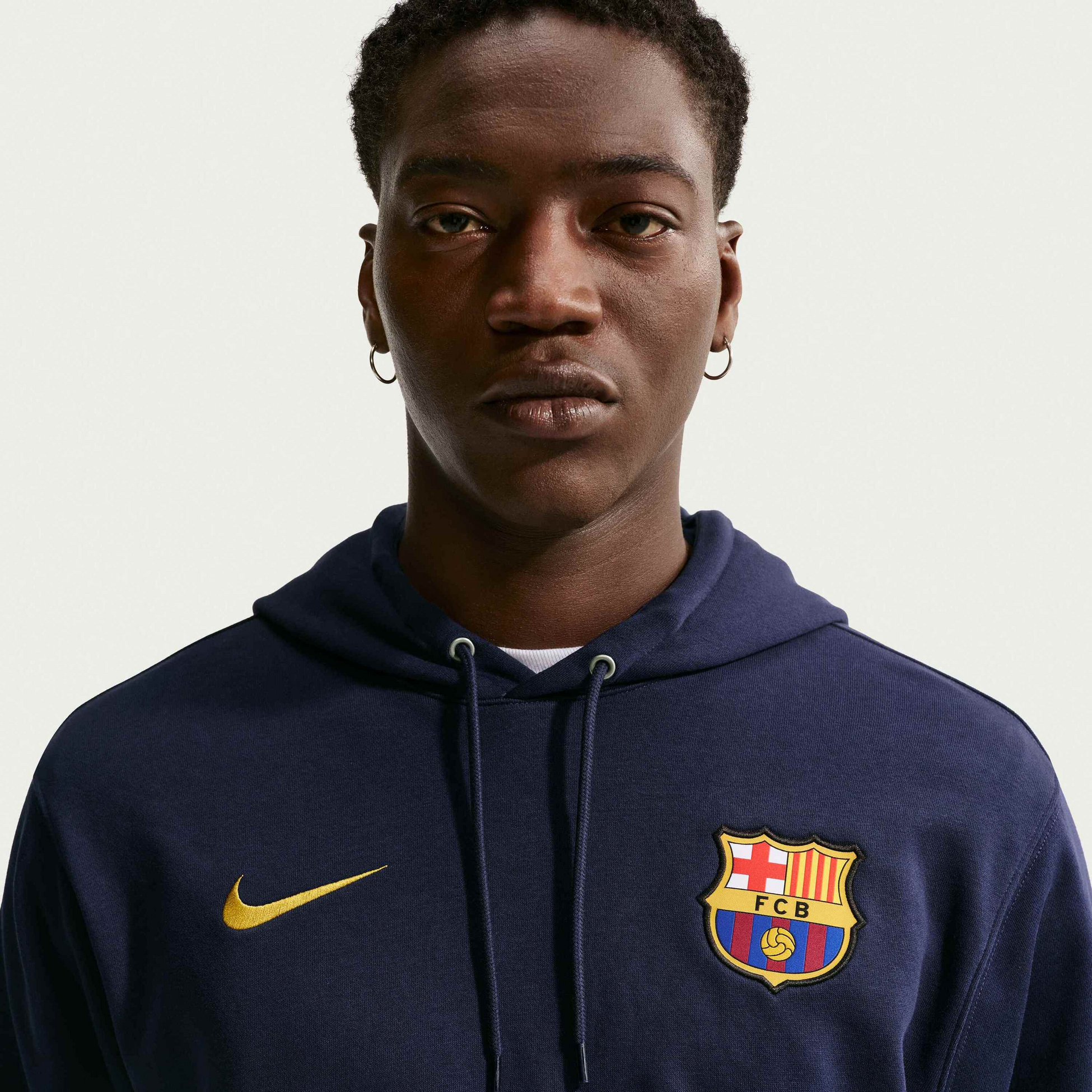 NIKE, Men's Football French Terry Pullover Hoodie F.c. Barcelona Club
