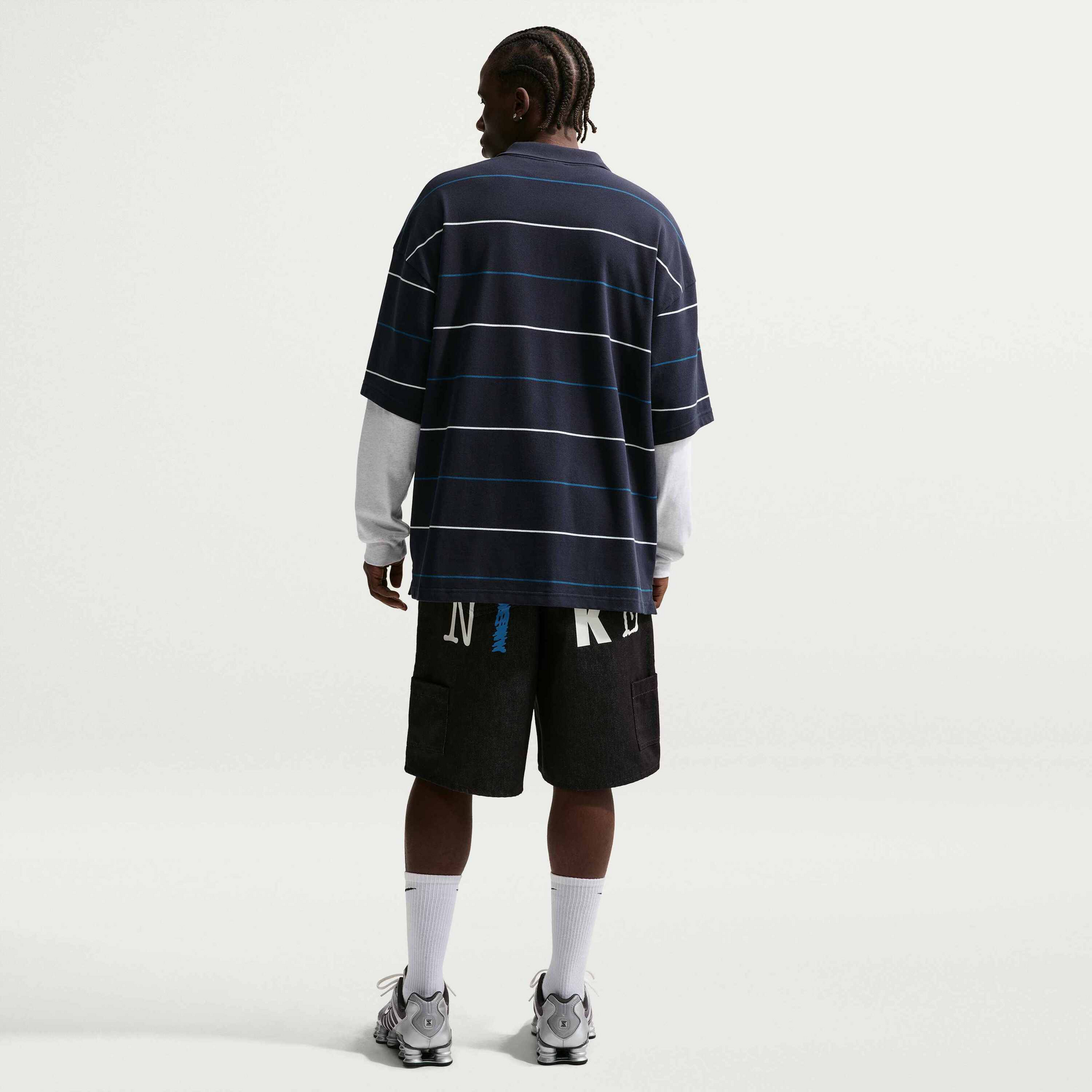 NIKE, Men's Oversized Striped Polo Sportswear Club