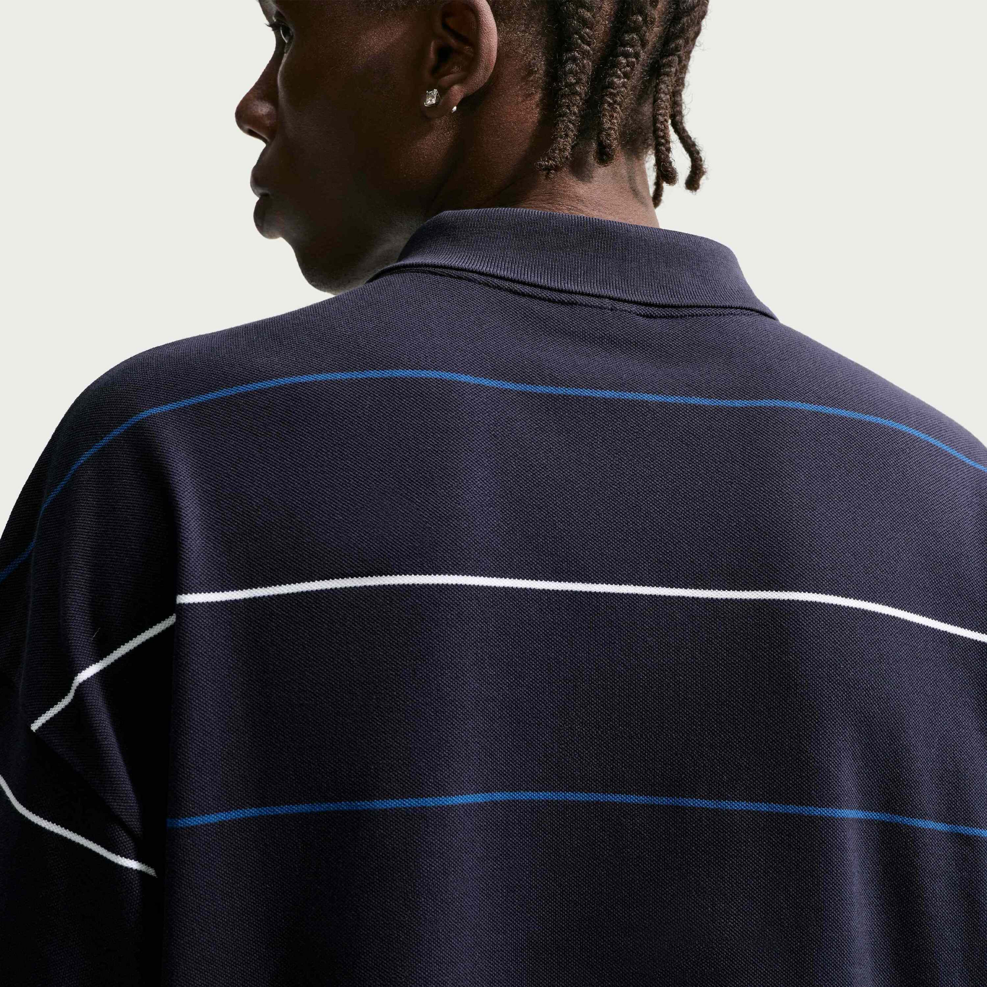 NIKE, Men's Oversized Striped Polo Sportswear Club