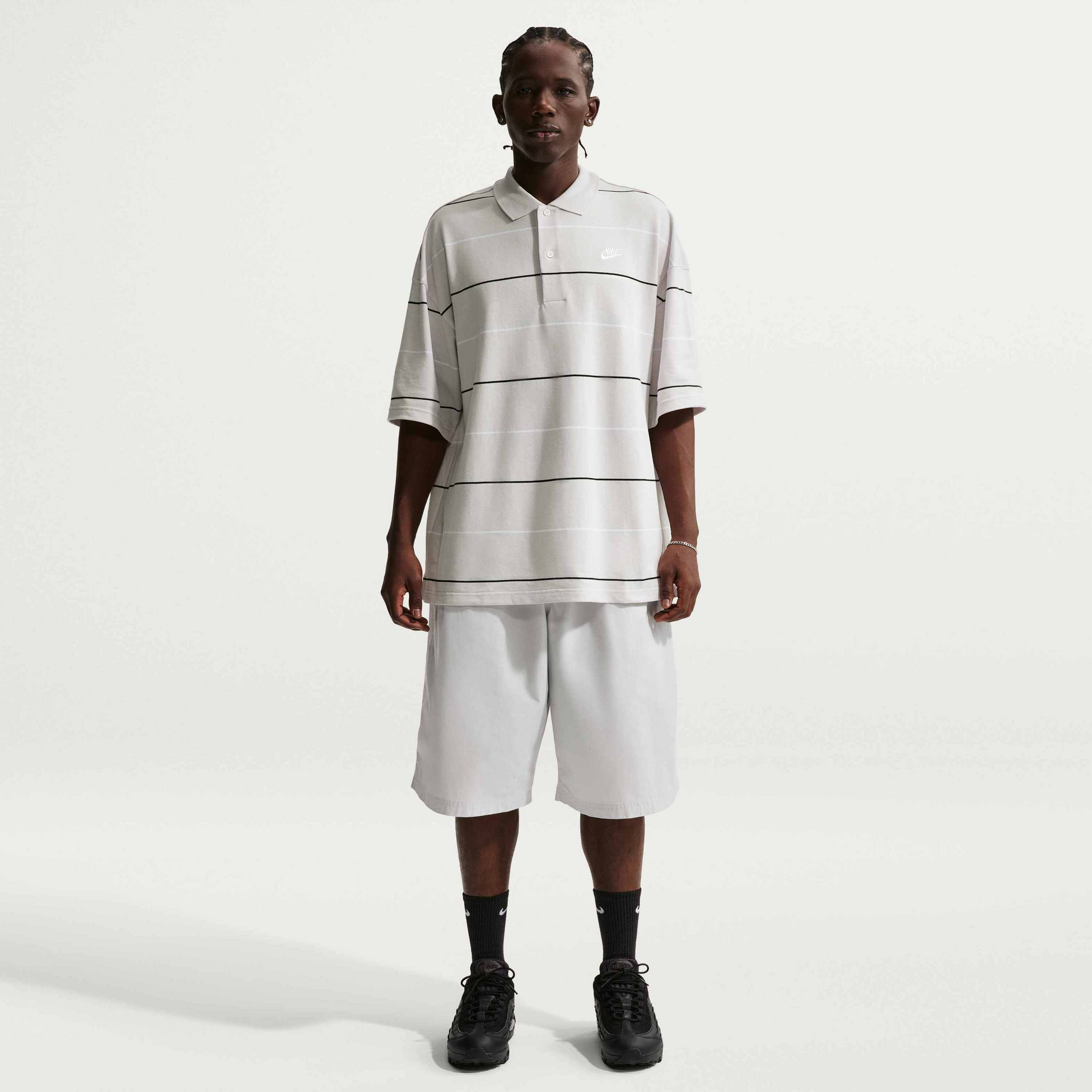 NIKE, Men's Oversized Striped Polo Sportswear Club