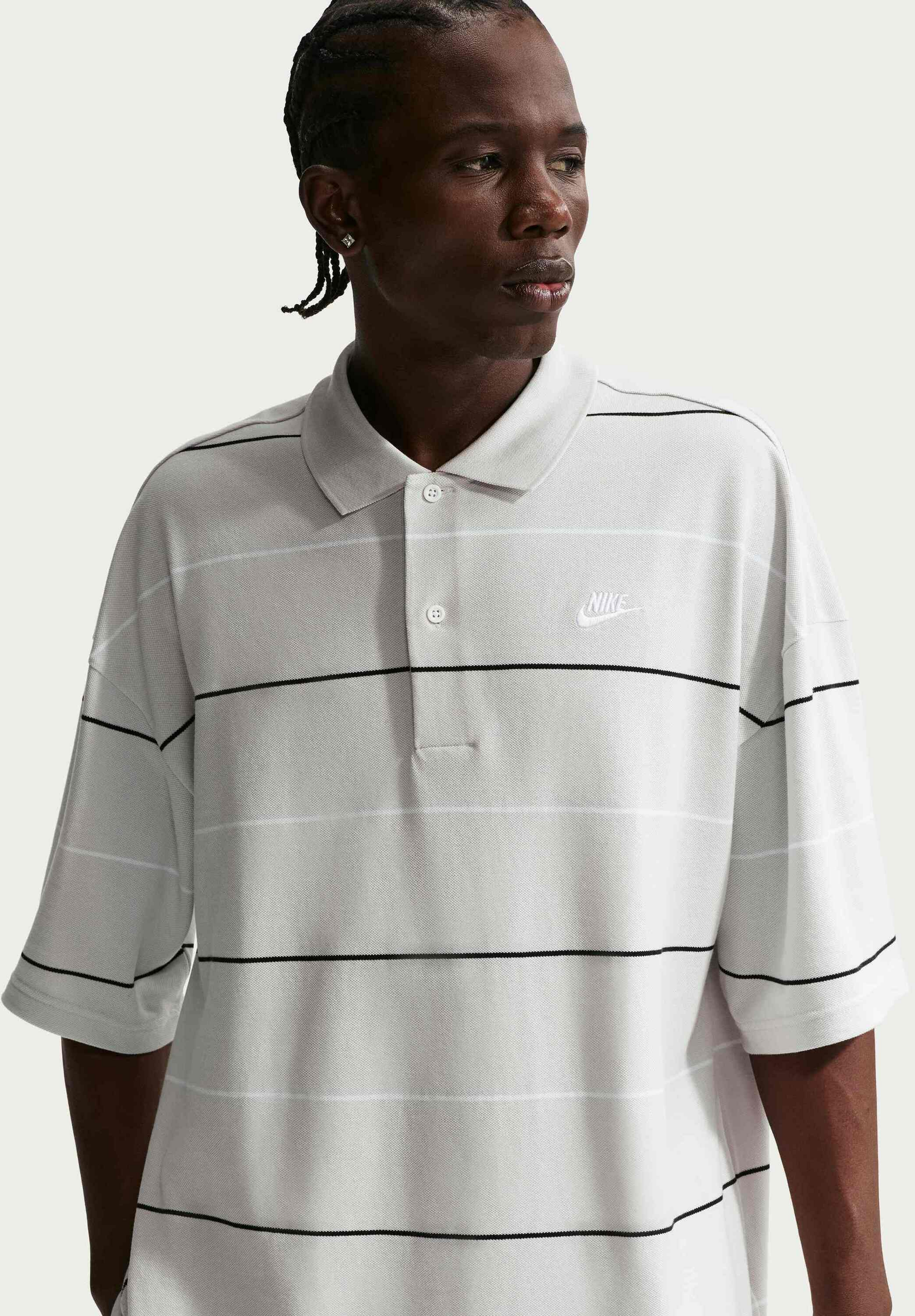 NIKE, Men's Oversized Striped Polo Sportswear Club