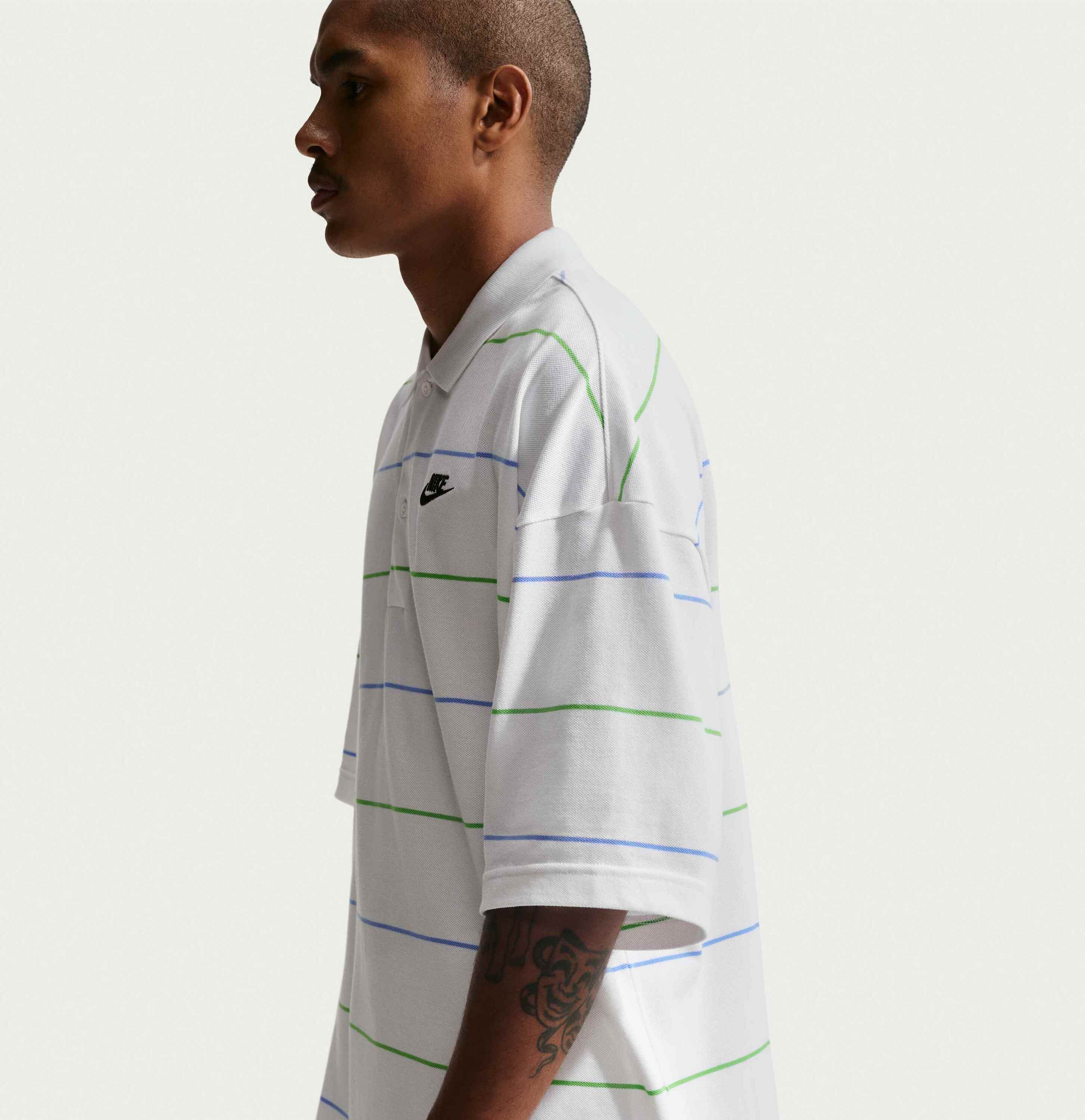 NIKE, Men's Oversized Striped Polo Sportswear Club