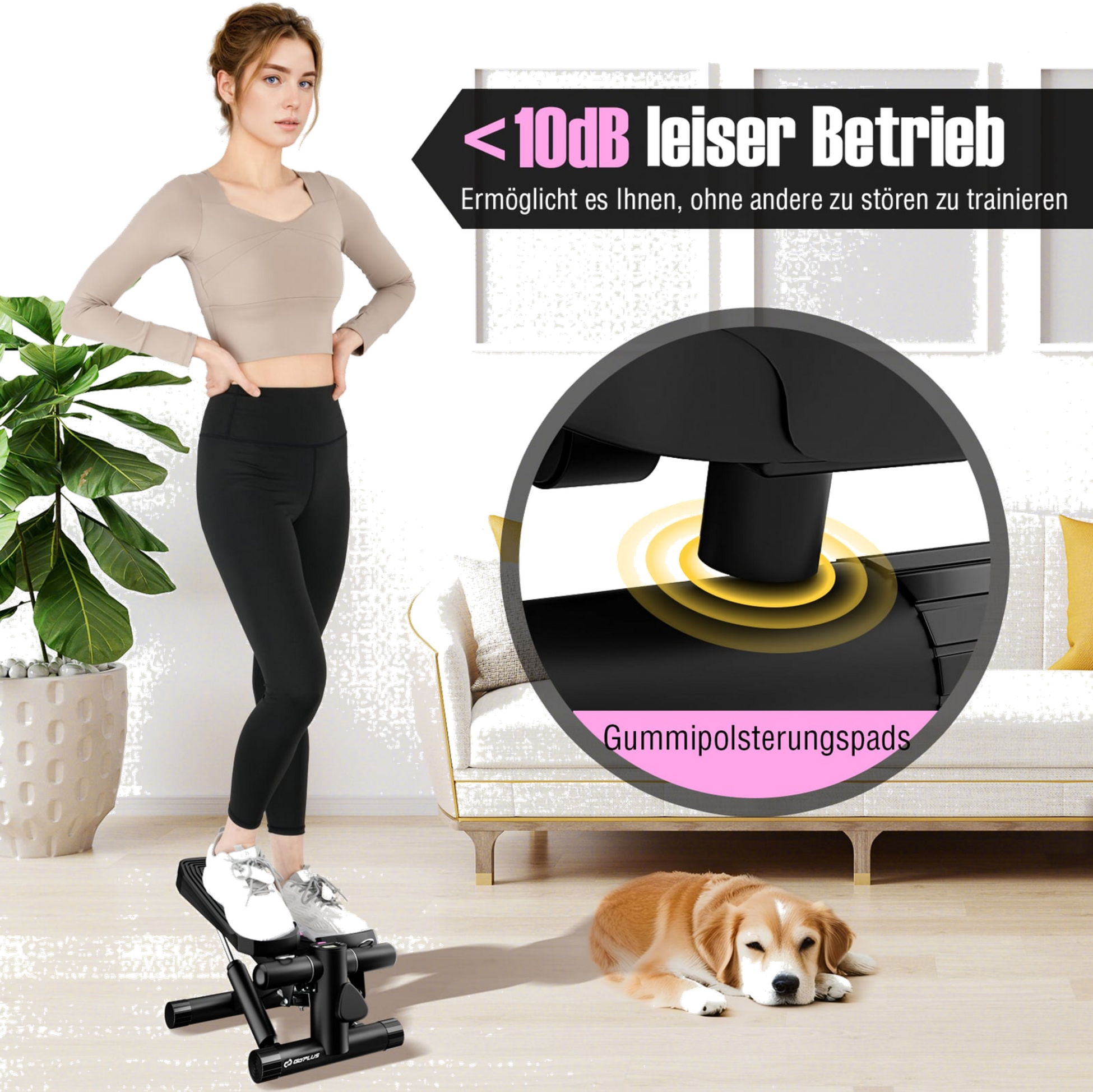 NORTHIX, Mini Stepper With Resistance Bands, Adjustable Intensity