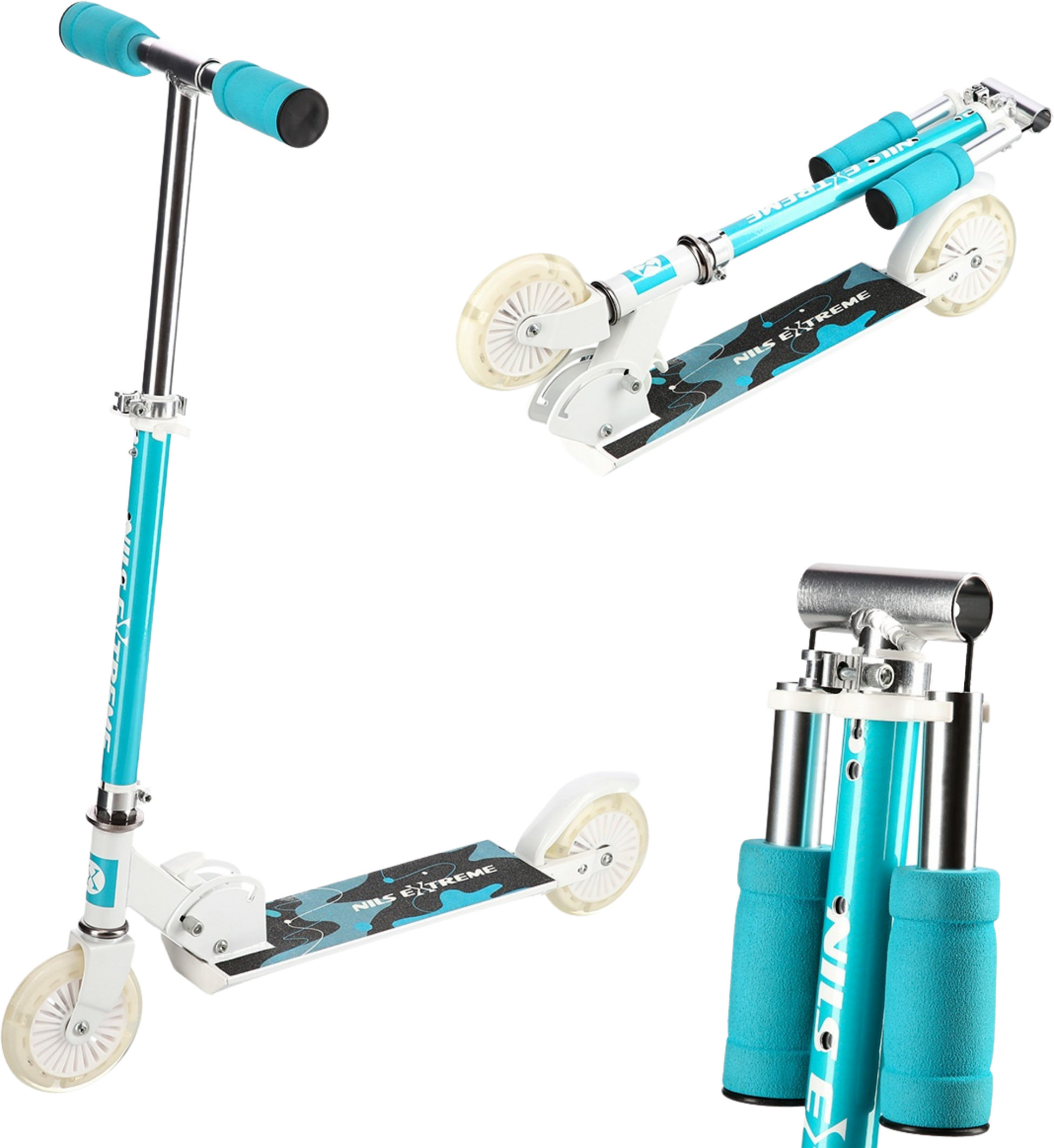 NORTHIX, Mint Green Kick Scooter &ndash; Adjustable Height, Foldable Design