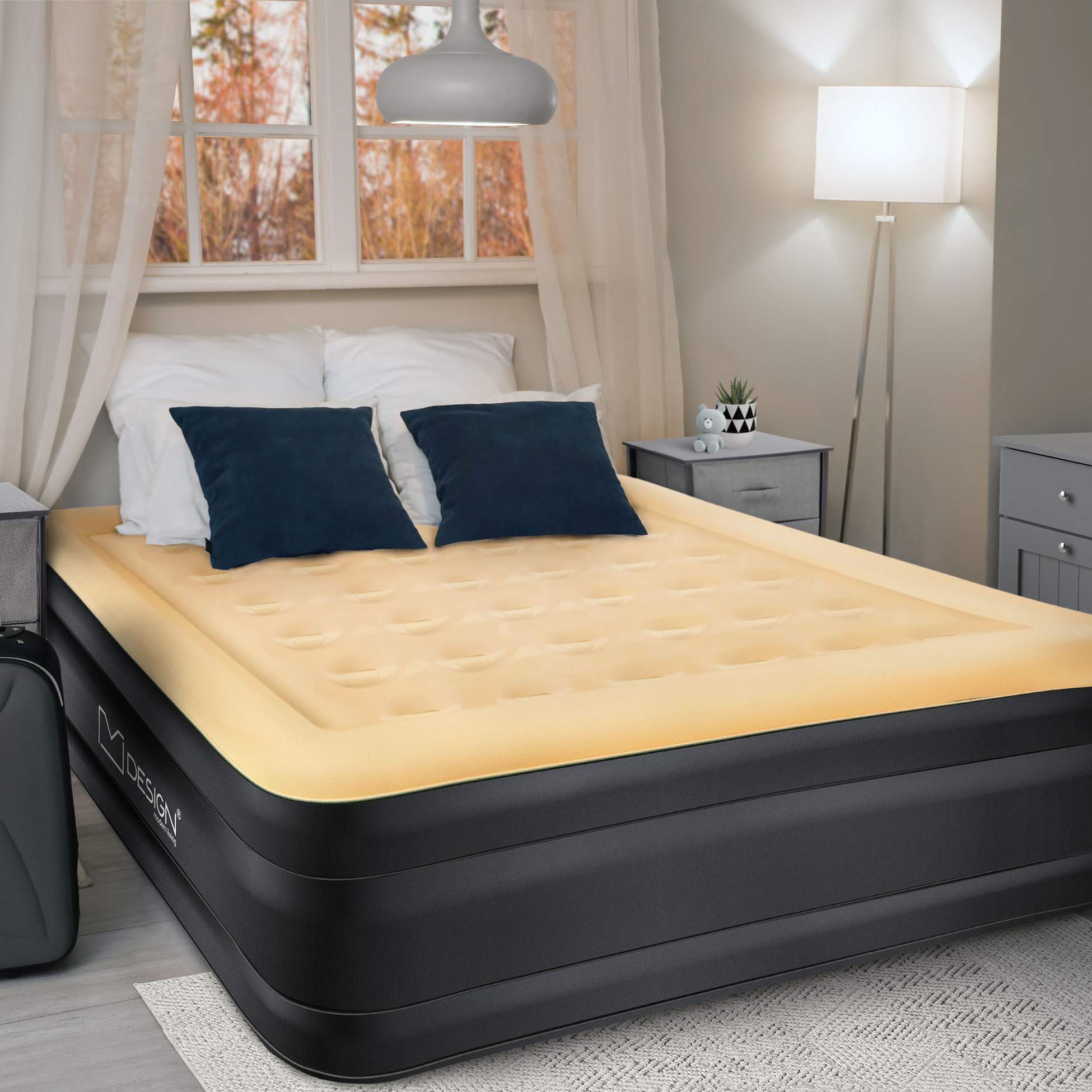 ML DESIGN, Ml-design Air Mattress Double 203x157x47 Cm, T&uuml;v-certified Self-inflating Bed With Built-in