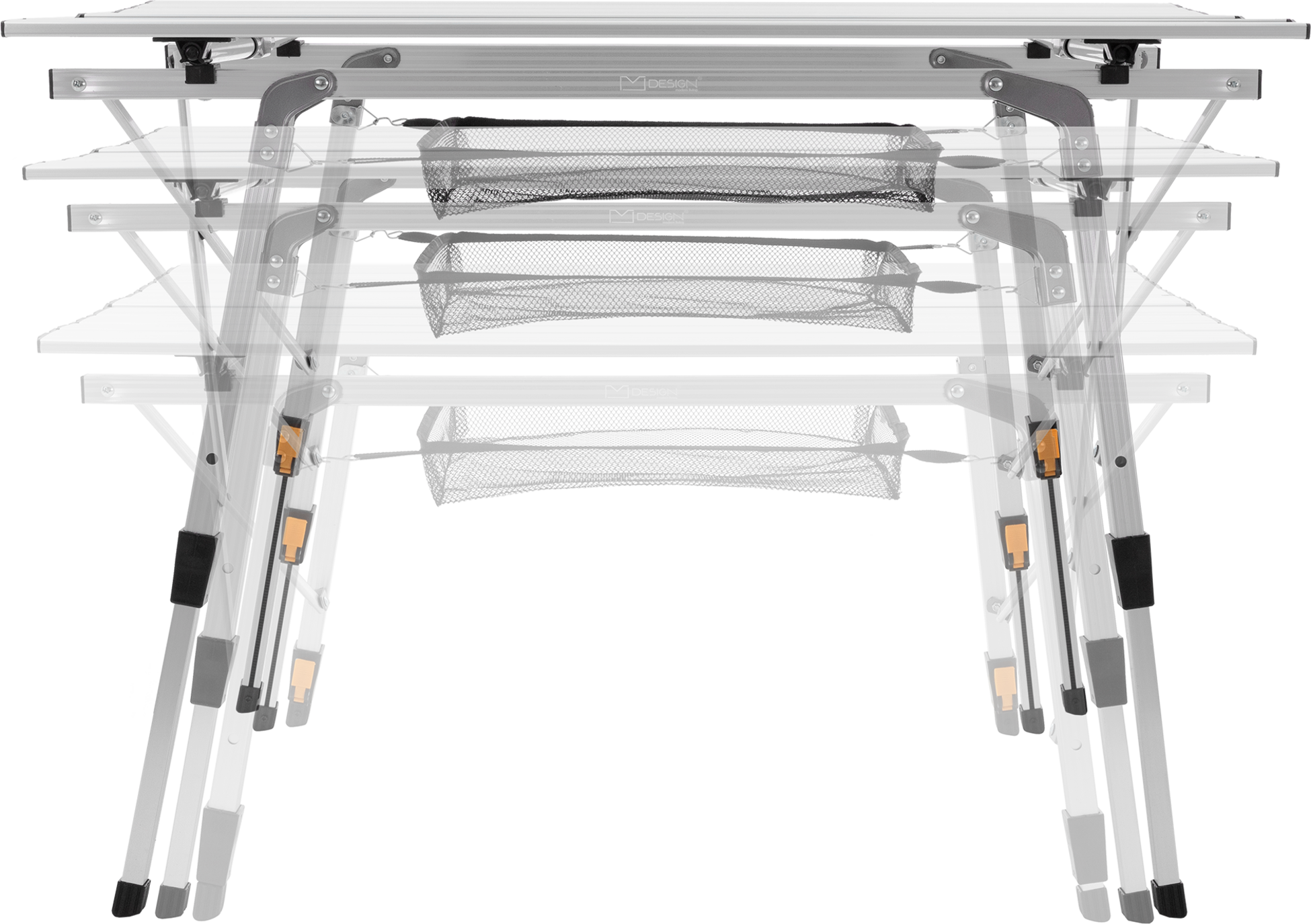 ML DESIGN, Ml-design Folding Camping Table, Silver, 90 X 51.5 Cm, Height Adjustable Aluminium Frame 46&ndash;66.5 Cm