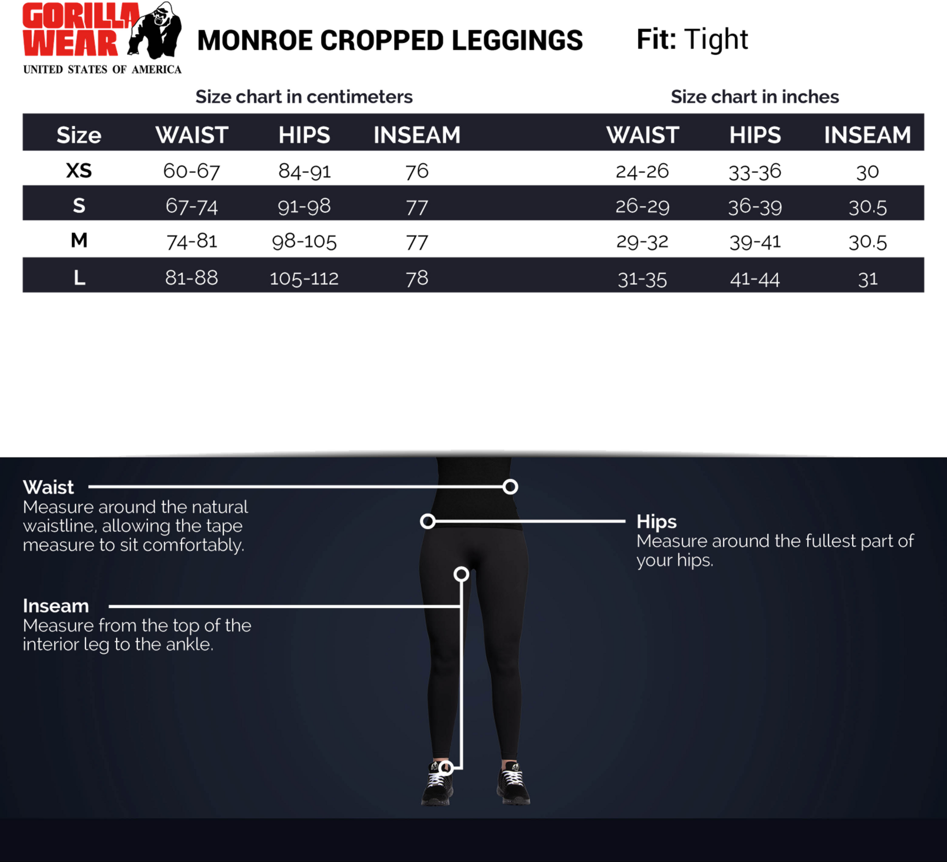 GORILLA WEAR, Monroe Cropped Leggings