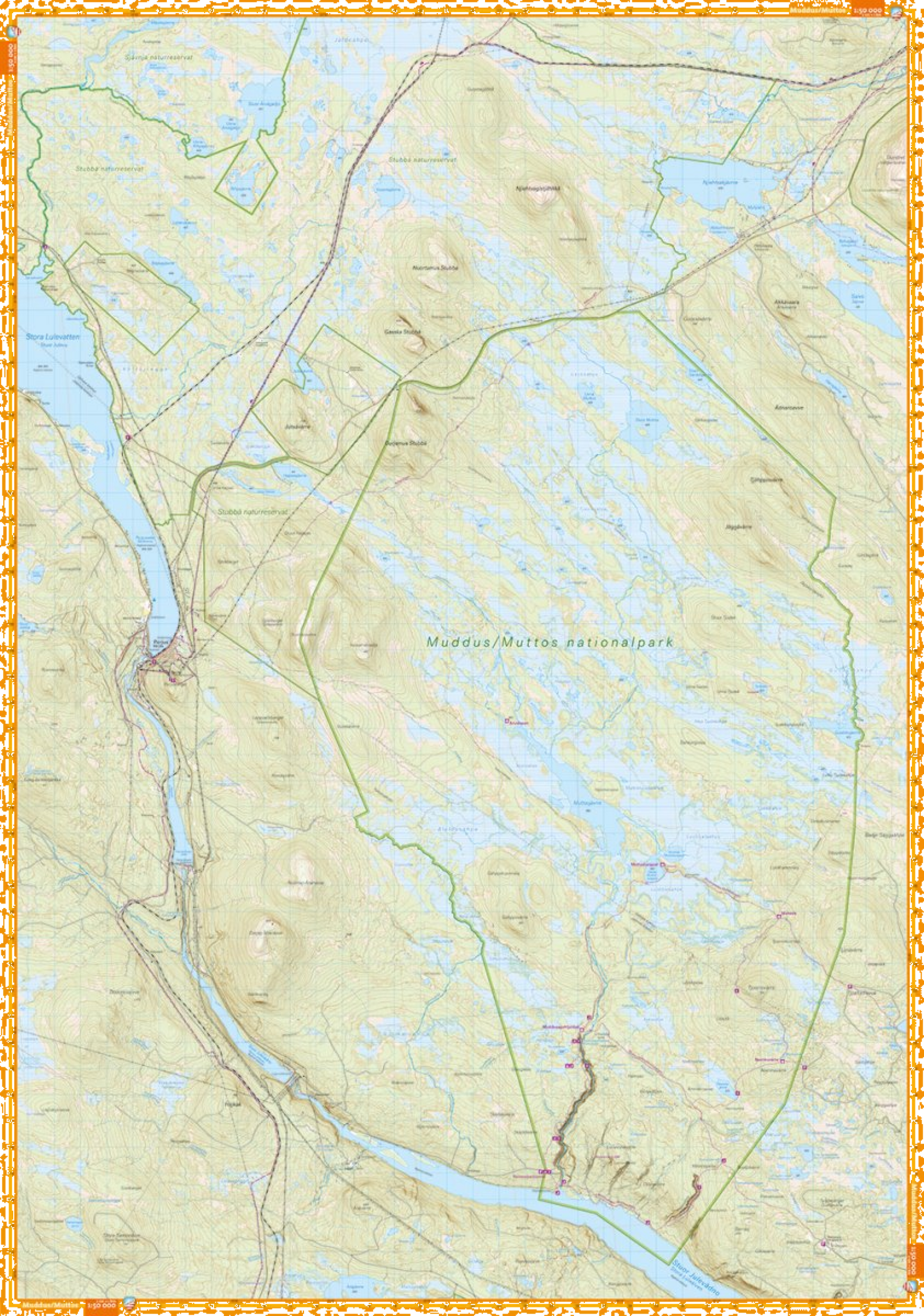 CALAZO, Muddus Nationalpark  Sjávnja Naturreservat 1:50.000  1:100.000