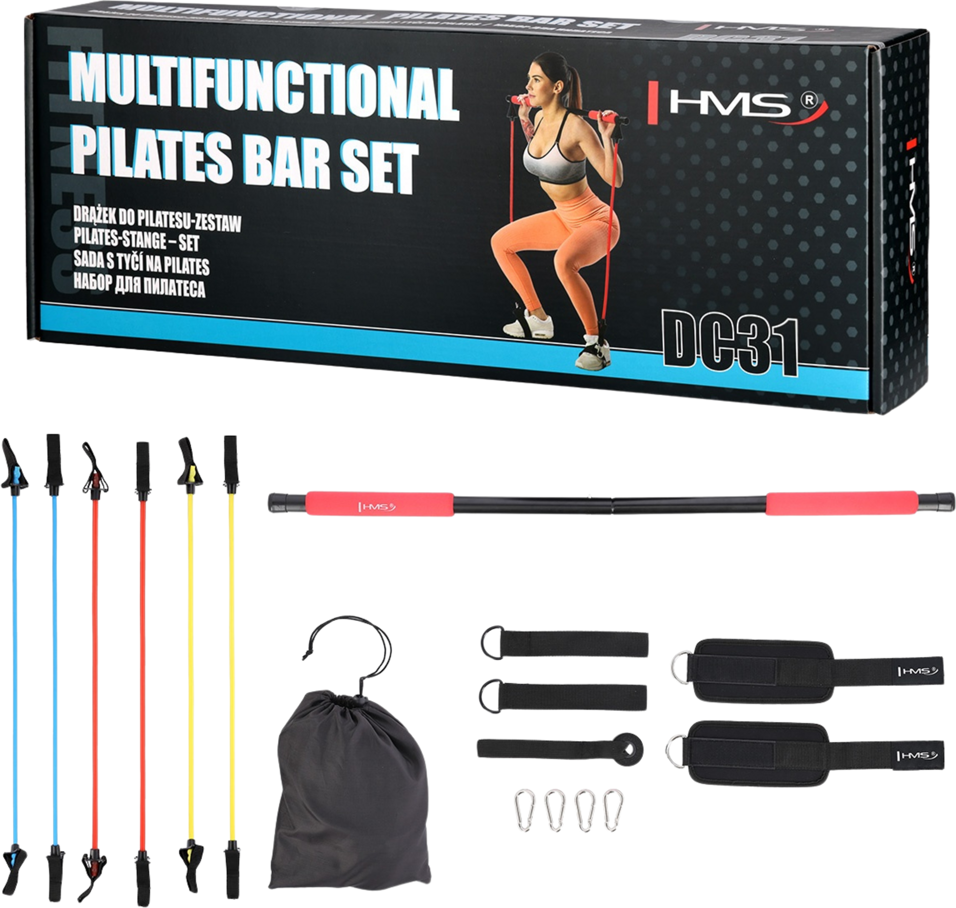 NORTHIX, Multifunctional Pilates Bar Set With Resistance Bands