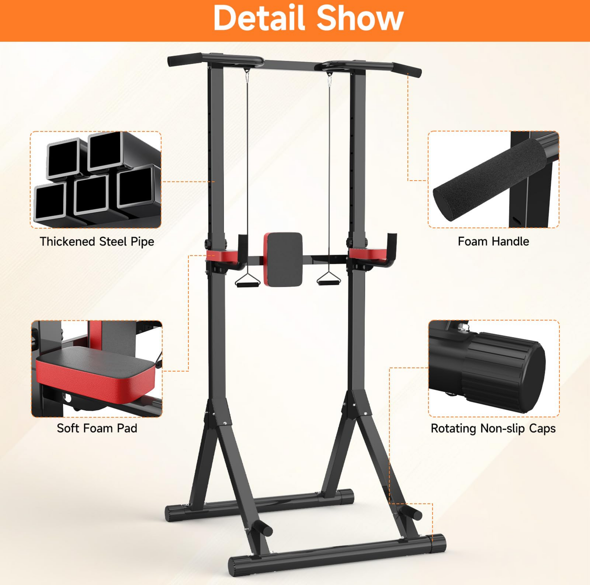 HOMEFITNESSCODE, Multifunktionell Träningsstation Med Chins, Dips , Armhävningar – 150 kg