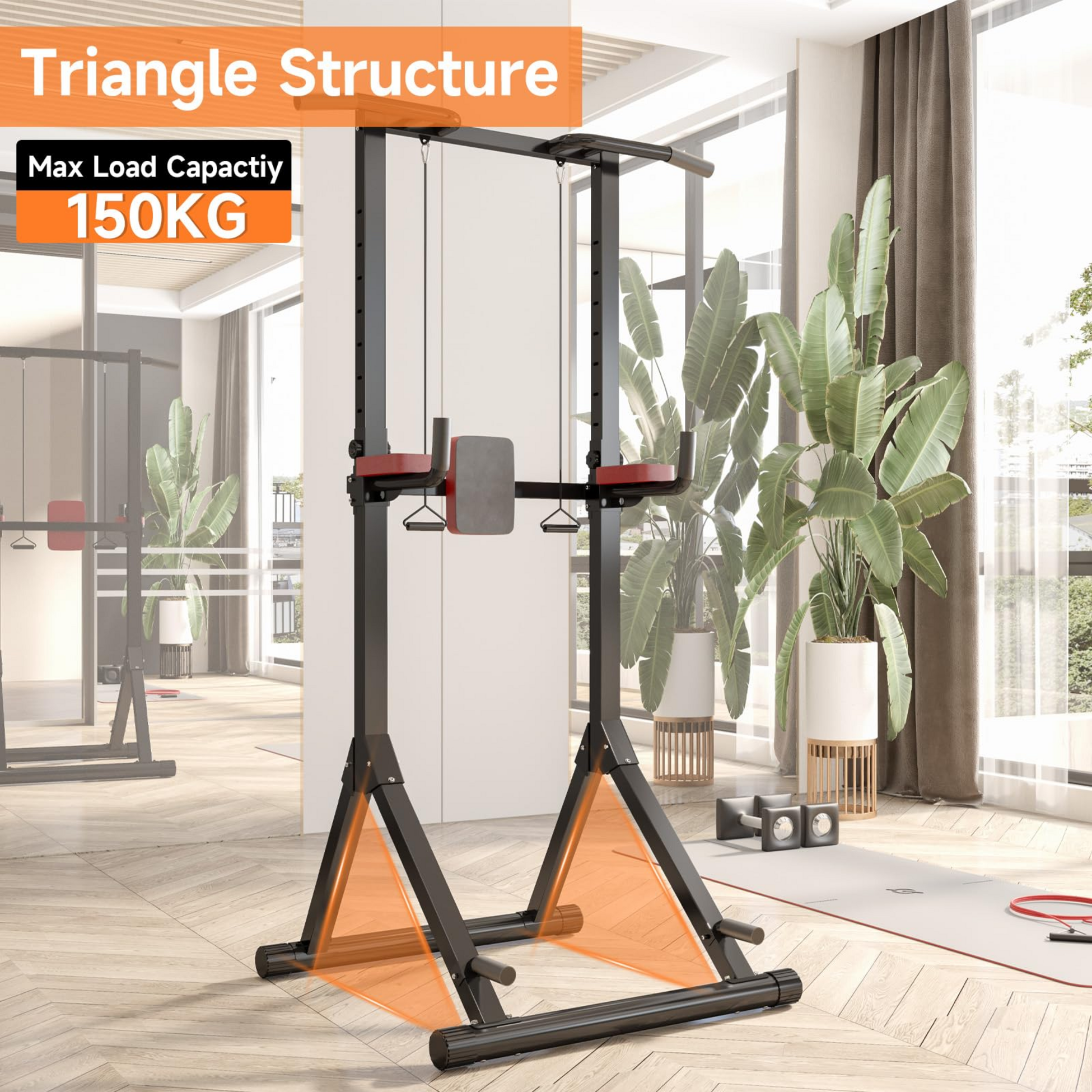 HOMEFITNESSCODE, Multifunktionell Träningsstation Med Chins, Dips , Armhävningar – 150 kg
