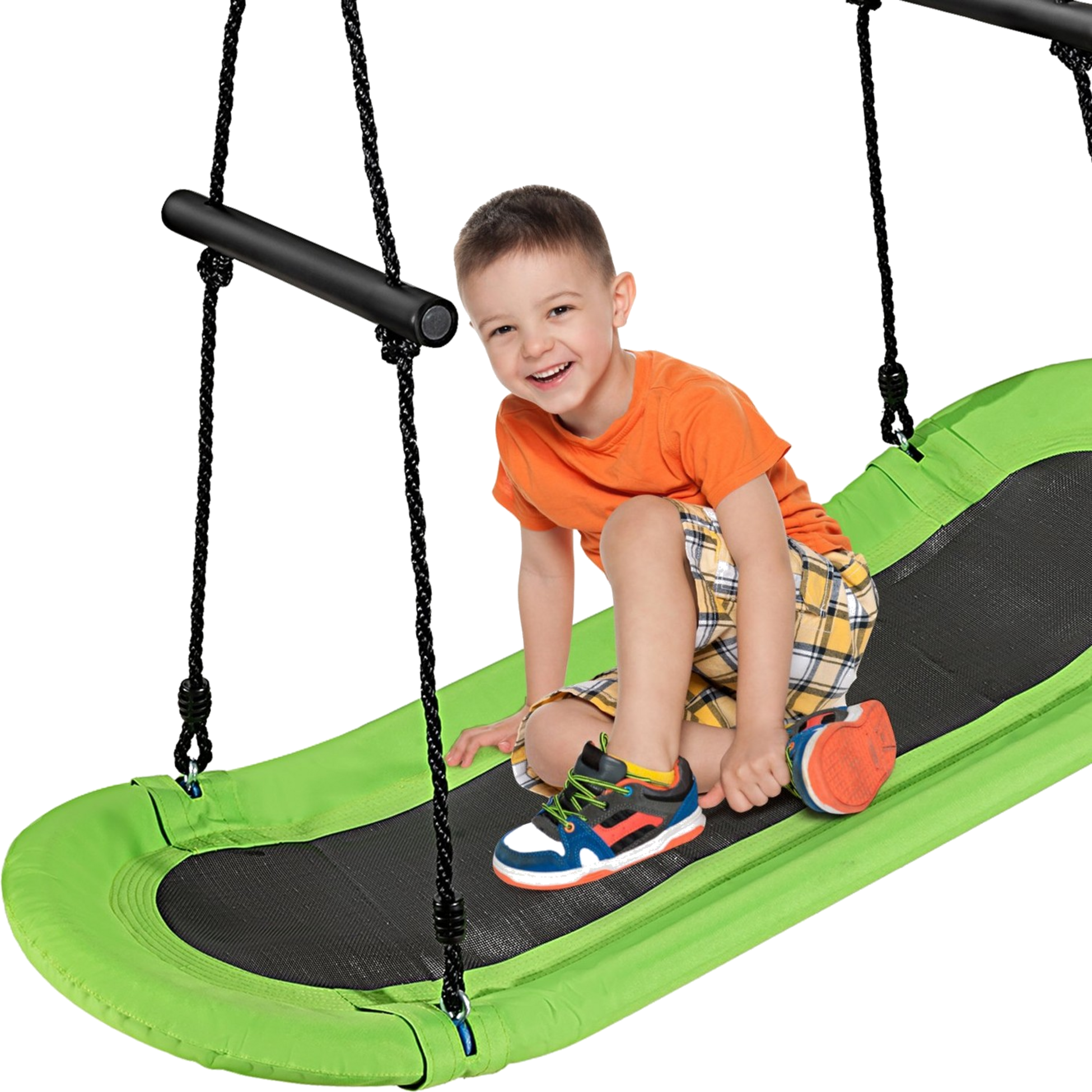 B2X, Nest Swing Children's Tree Swing With 100-180cm Adjustable Rope Hanging Swing Green 123x45cm