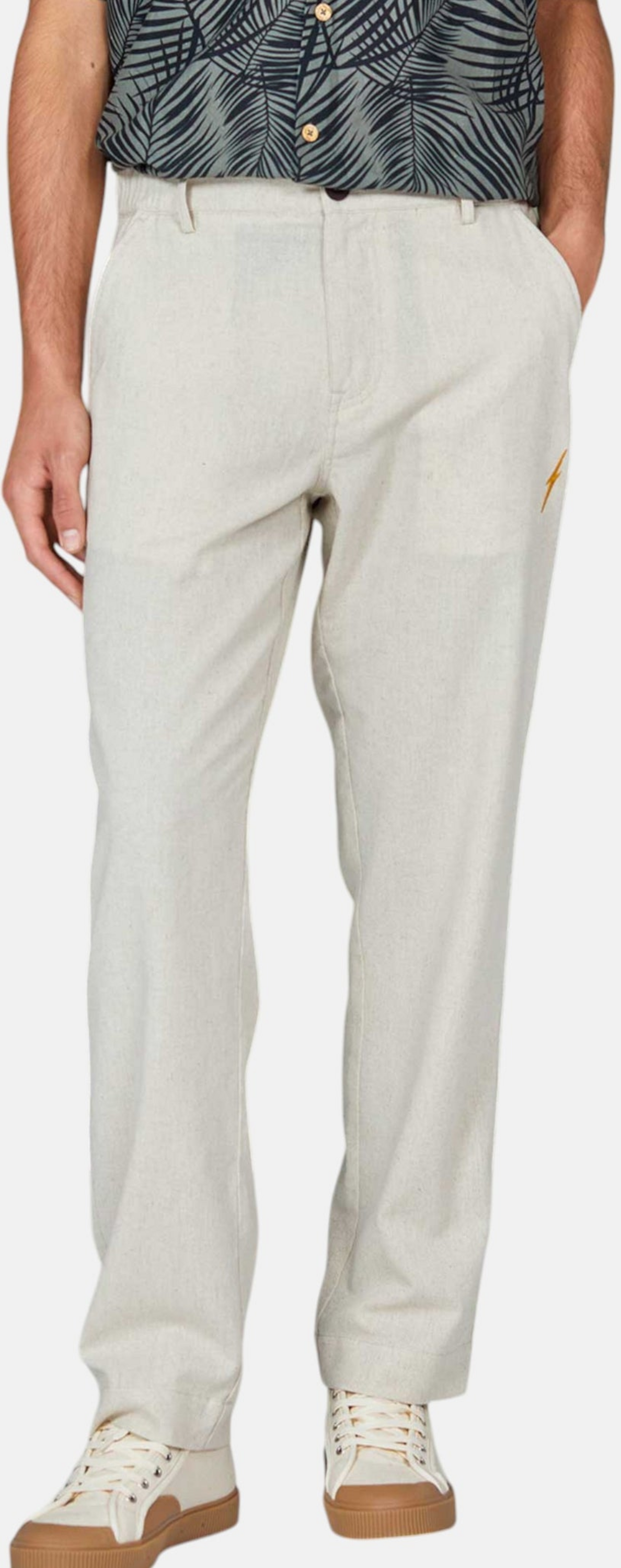 LIGHTNING BOLT, Neutral Button Trousers