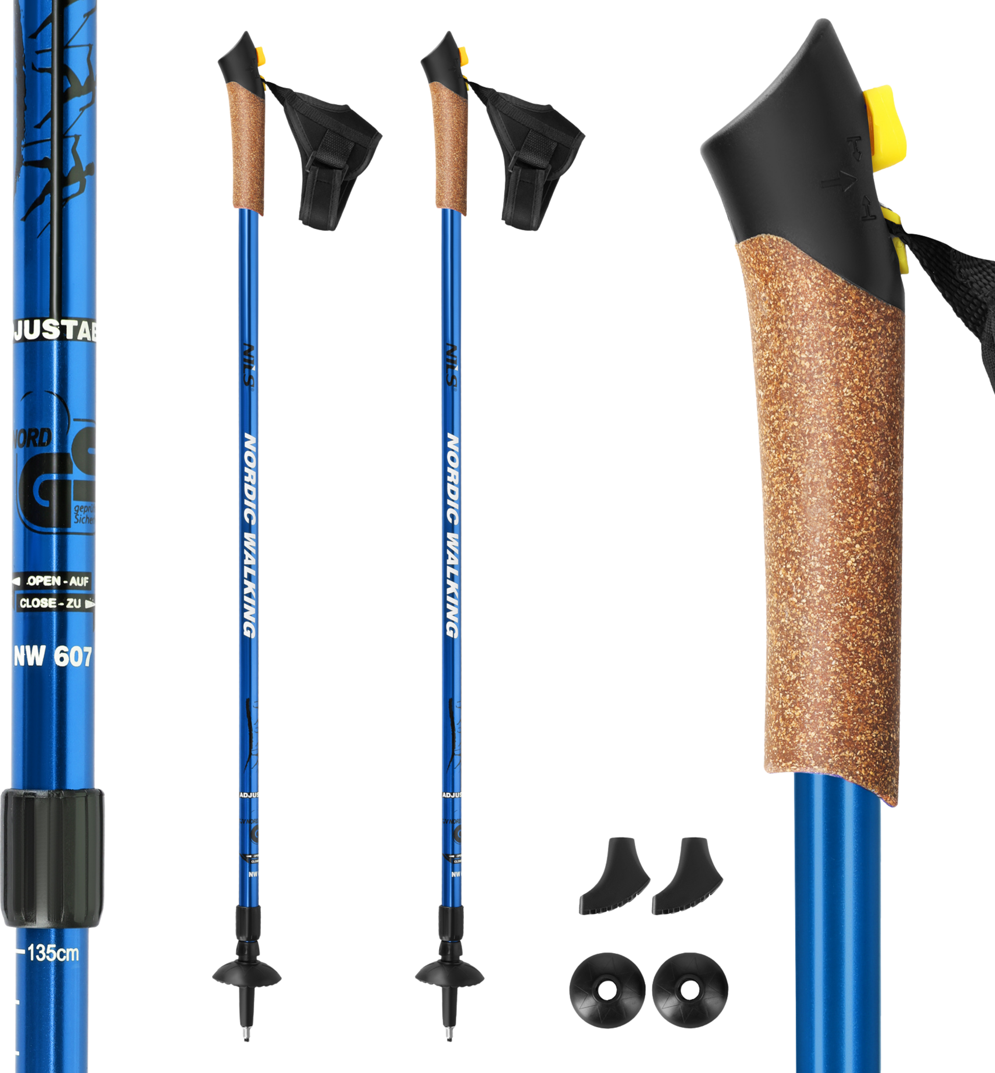 NORTHIX, Nordic Walking Poles, Adjustable, Blue
