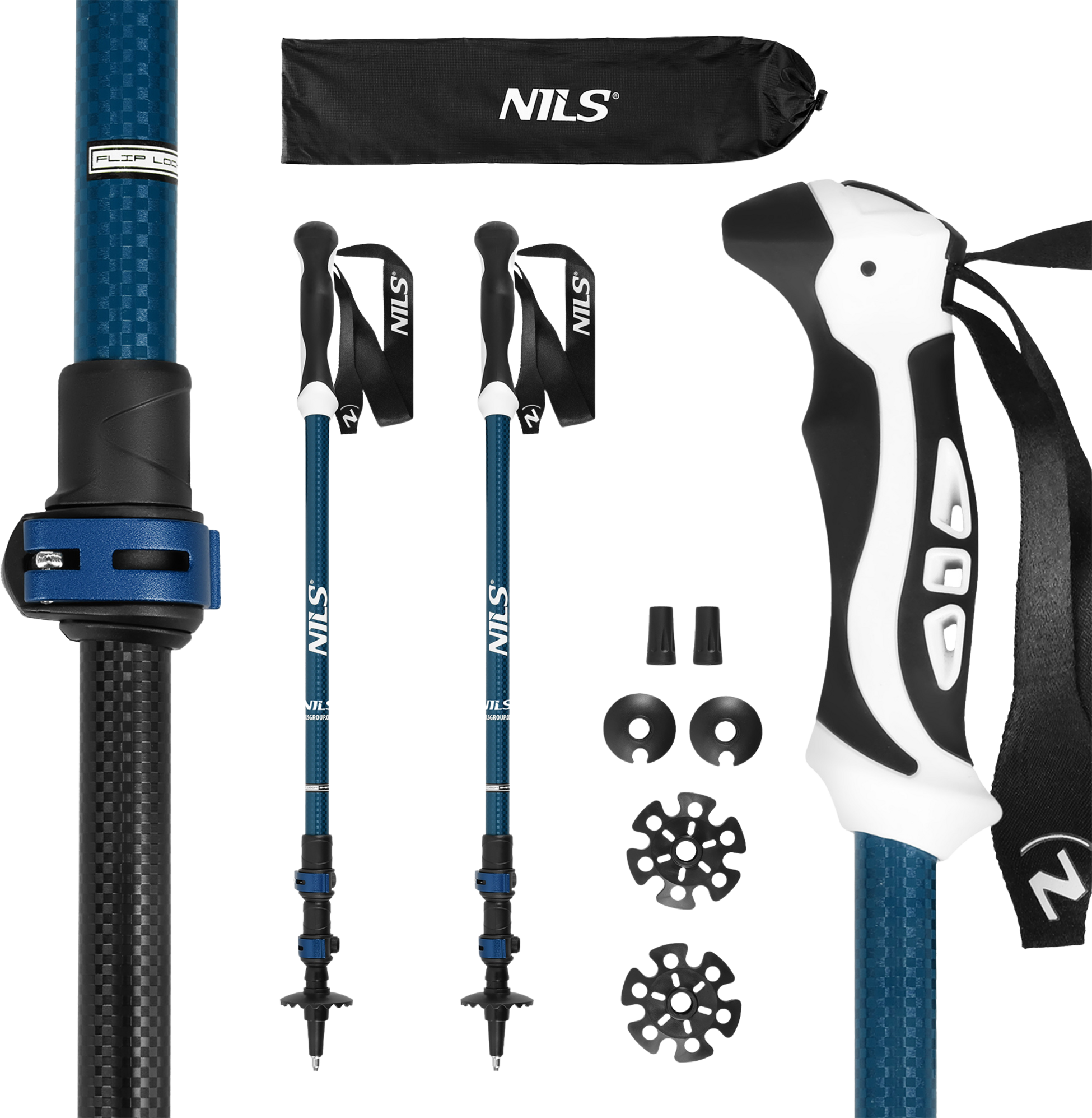 NORTHIX, Nordic Walking Poles, Blue Aluminum, Adjustable