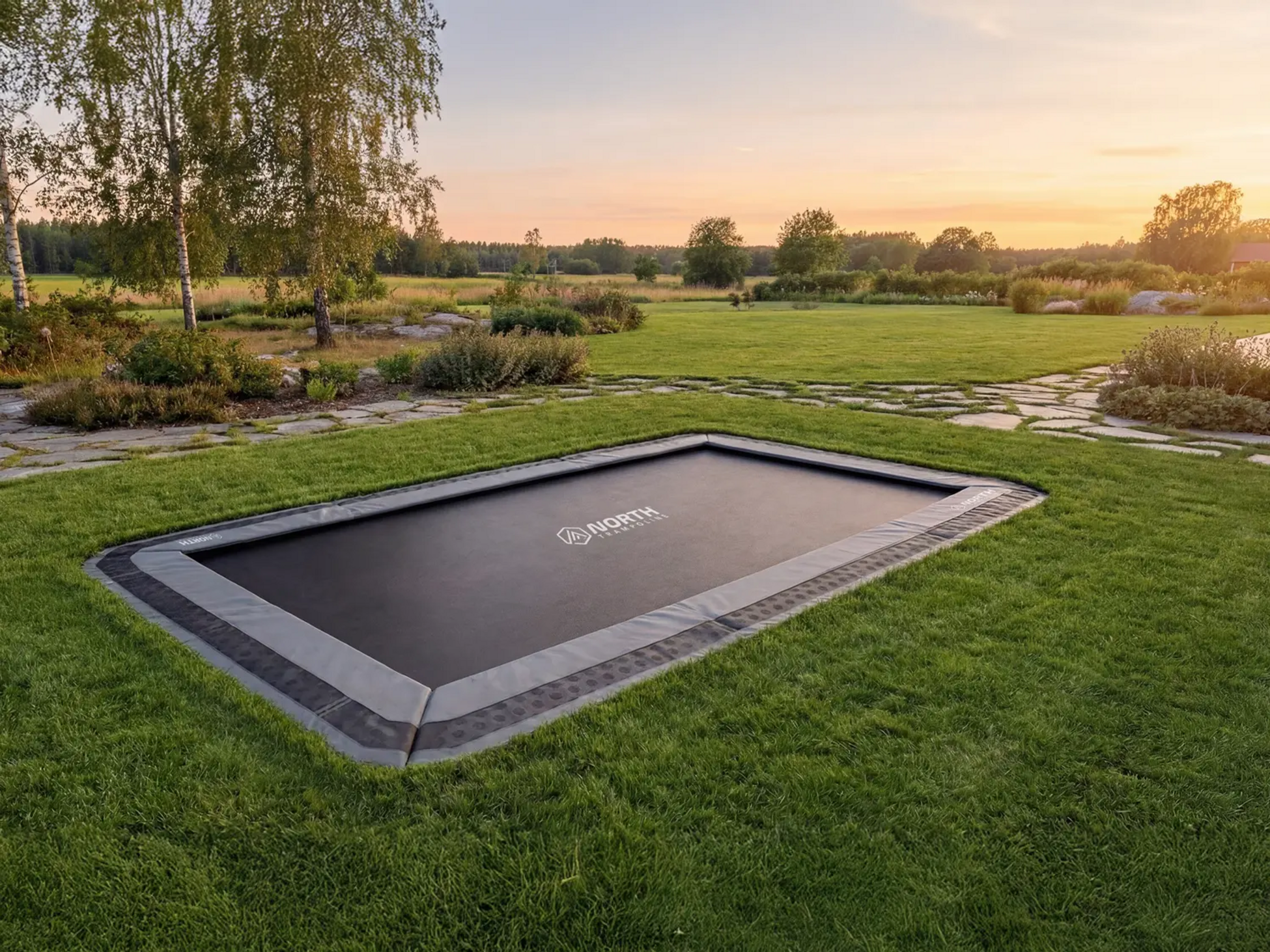 NORTH TRAMPOLINE, North In Ground Rctangular 520 + Safety Net