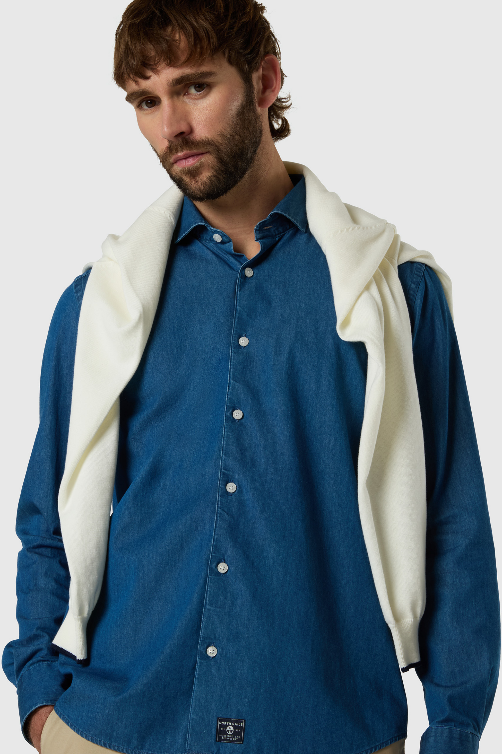 NORTH SAILS, North Sails Denim Shirt With Cutaway Collar
