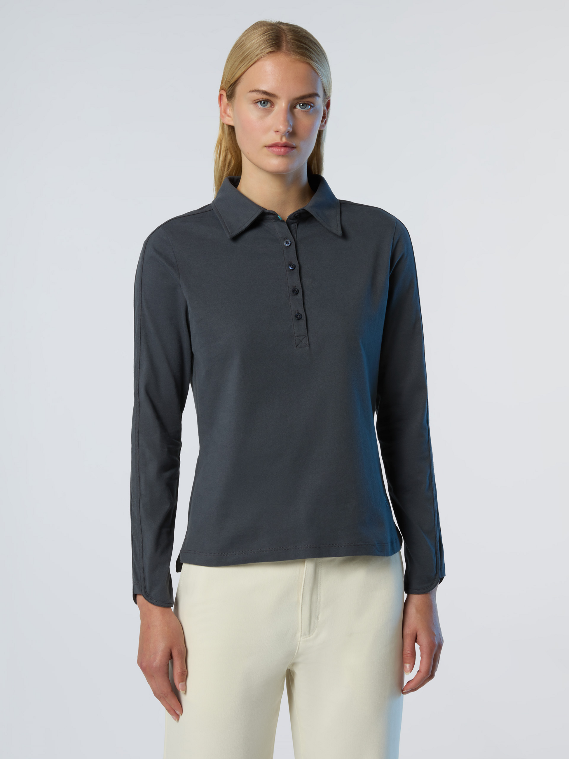 NORTH SAILS, North Sails Polo Shirt Long-sleeved Peachskin Fabric