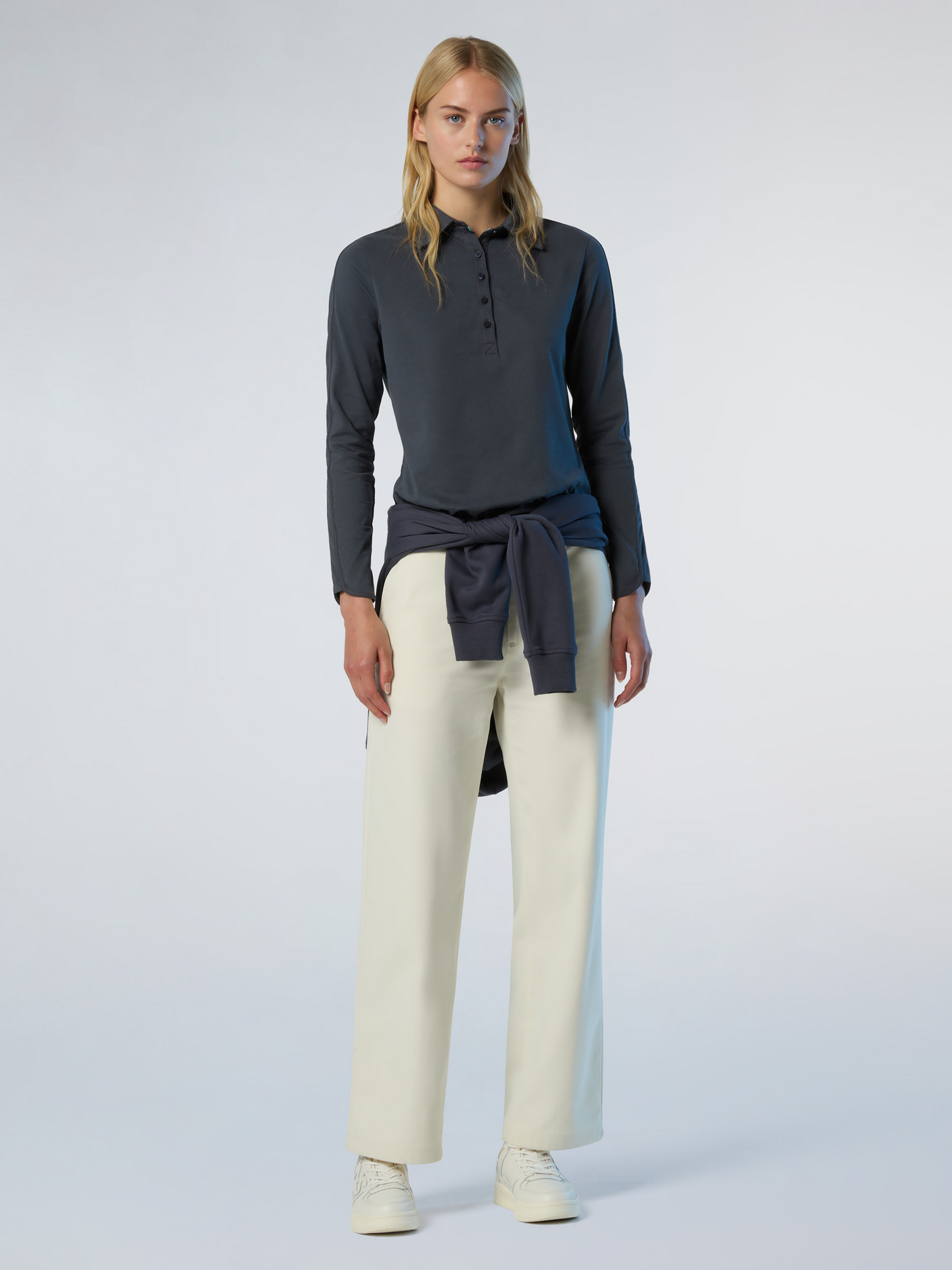 NORTH SAILS, North Sails Polo Shirt Long-sleeved Peachskin Fabric