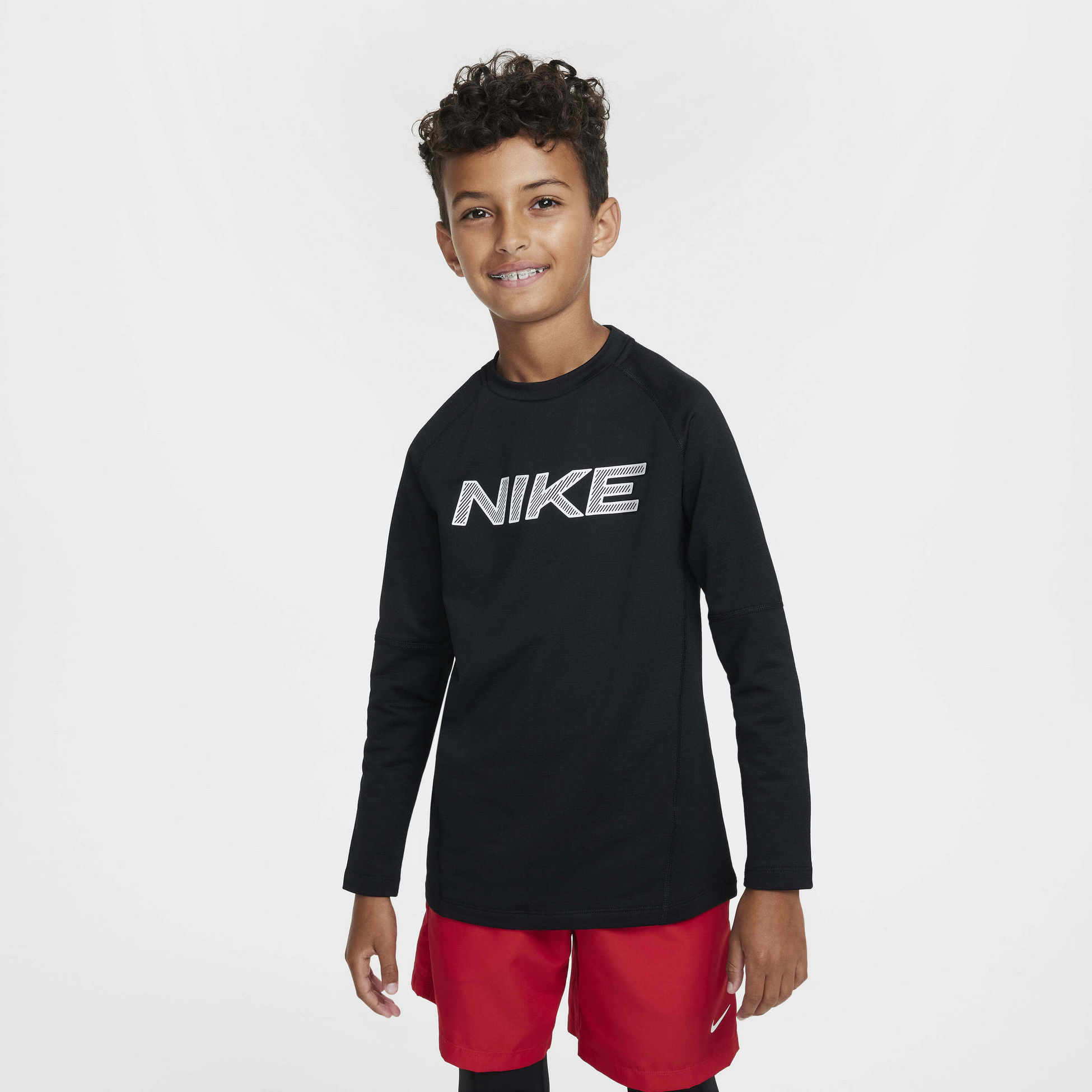 NIKE, Older Kids' (boys') Dri-fit Long-sleeve Training Top Pro Warm