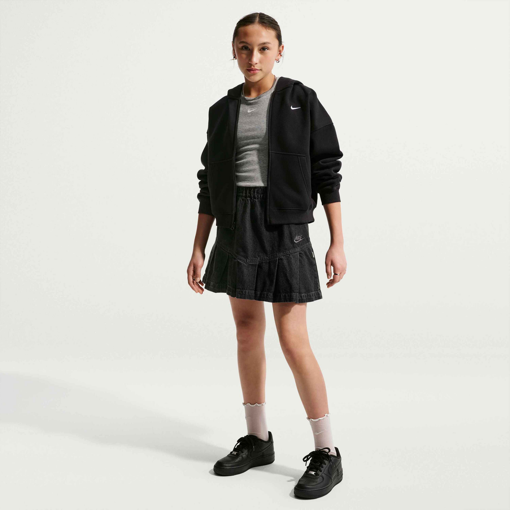 NIKE, Older Kids' (girls') Denim Pleated Skirt Sportswear