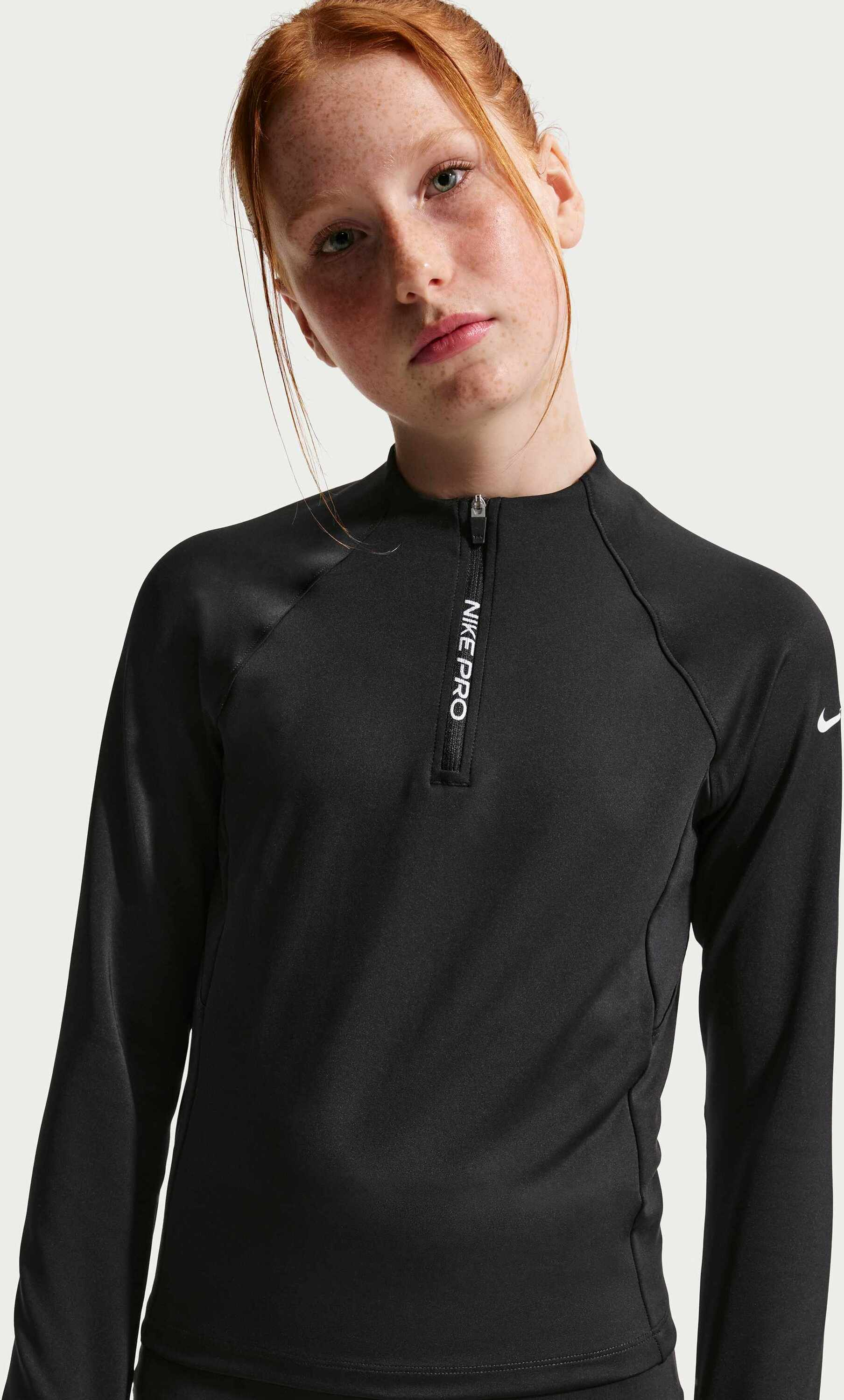 NIKE, Older Kids' (girls') Dri-fit Half-zip Long Sleeve Pro