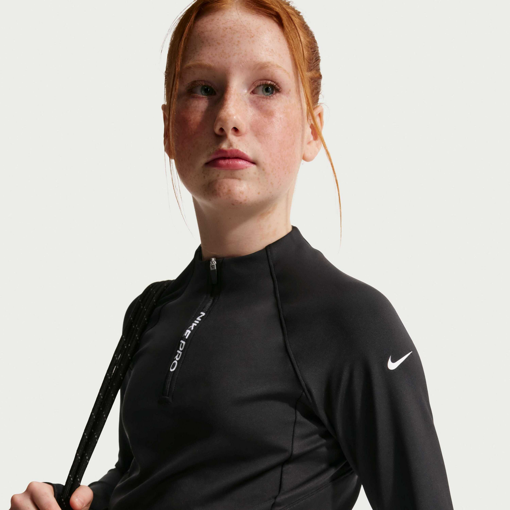 NIKE, Older Kids' (girls') Dri-fit Half-zip Long Sleeve Pro
