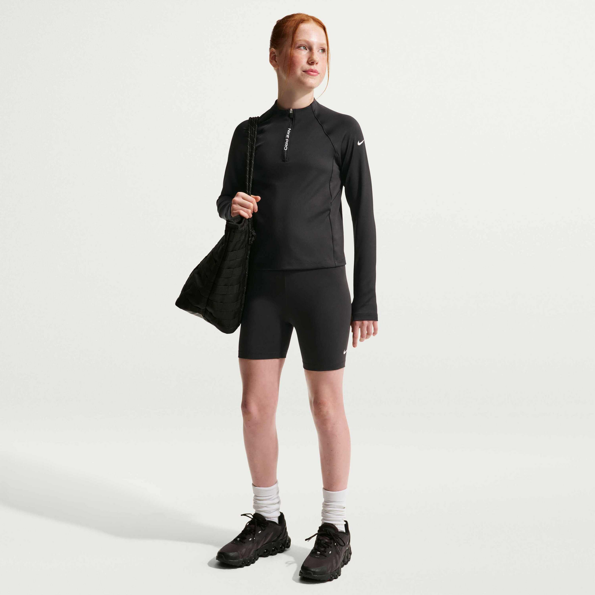 NIKE, Older Kids' (girls') Dri-fit Half-zip Long Sleeve Pro