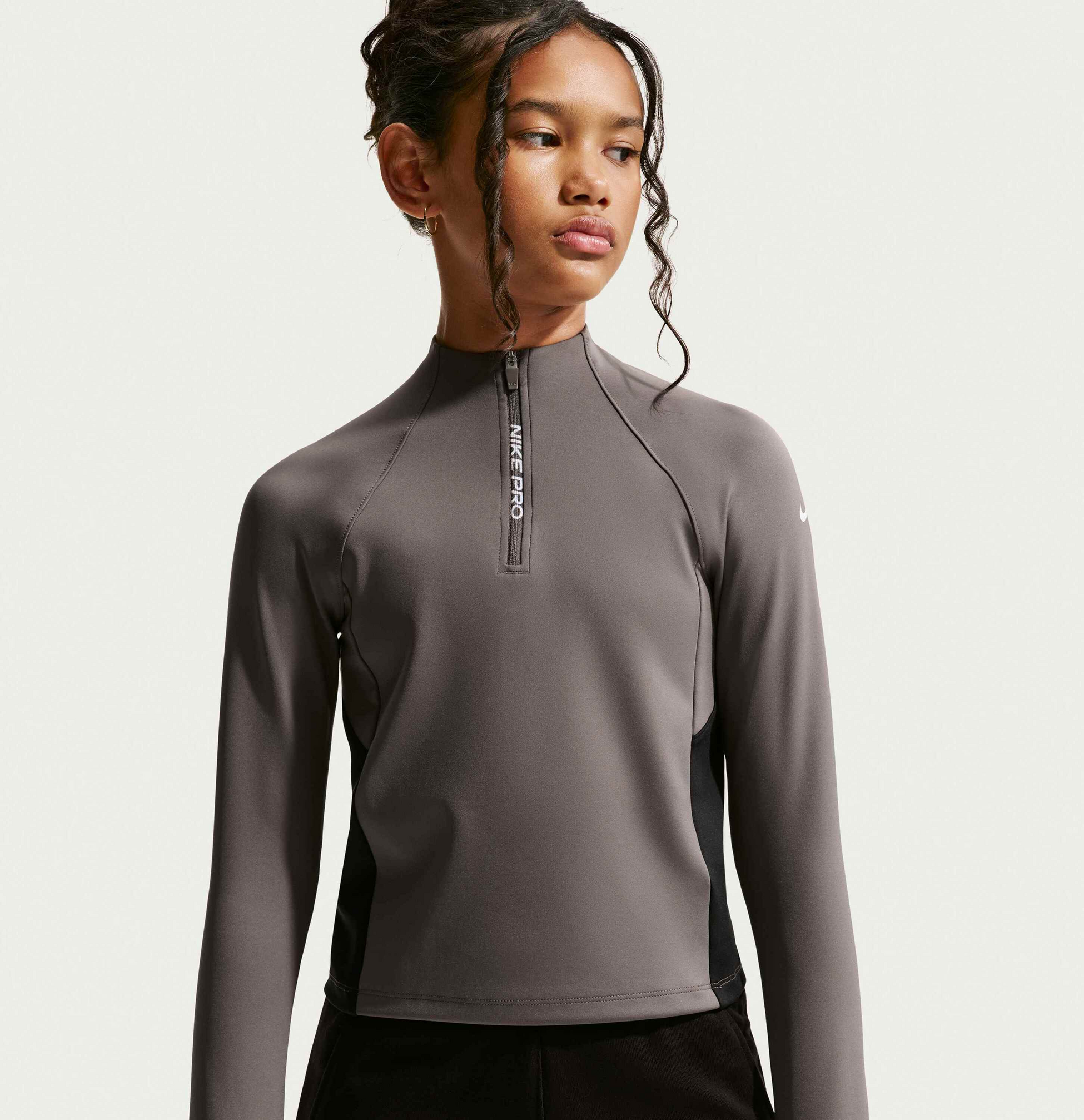 NIKE, Older Kids' (girls') Dri-fit Half-zip Long Sleeve Pro