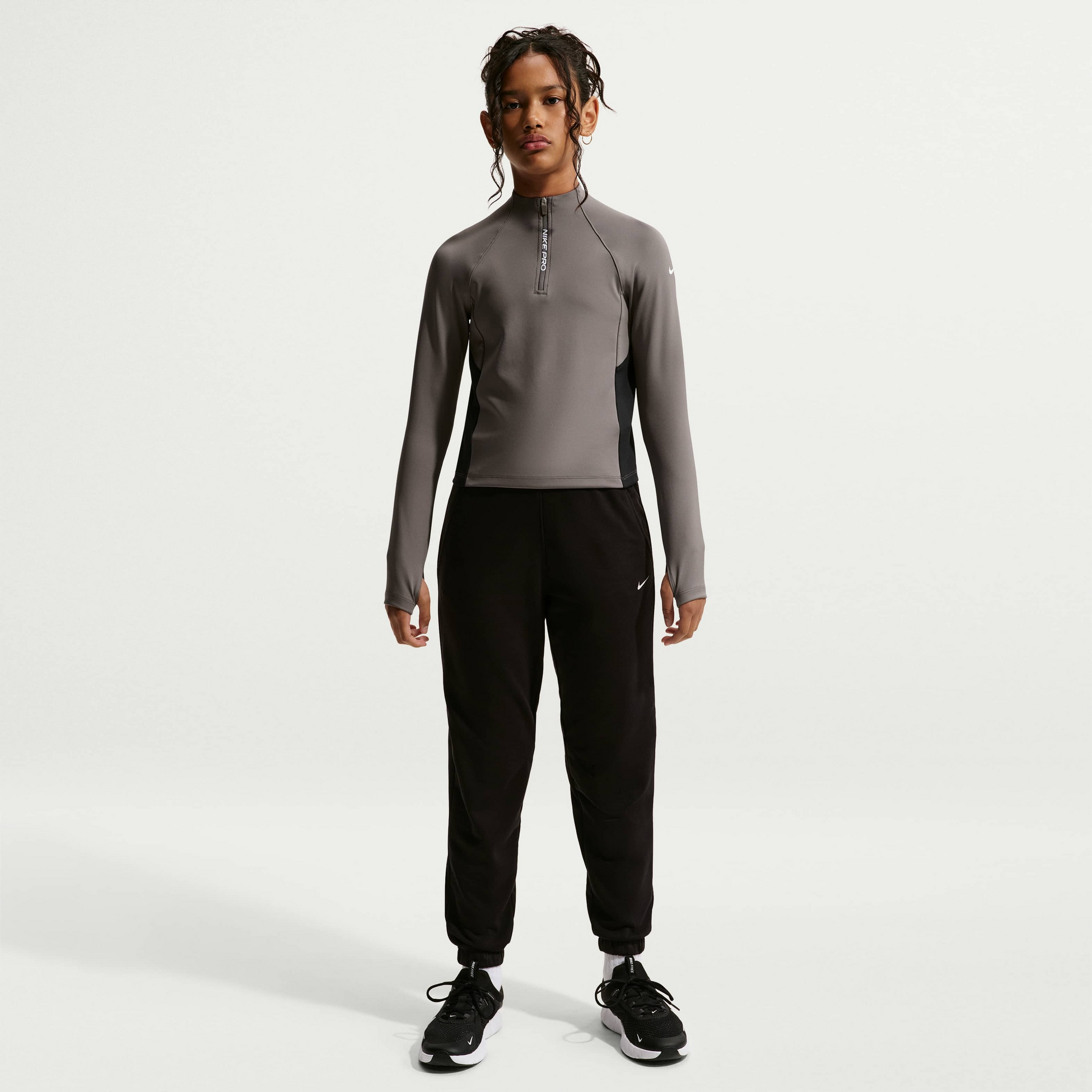 NIKE, Older Kids' (girls') Dri-fit Half-zip Long Sleeve Pro