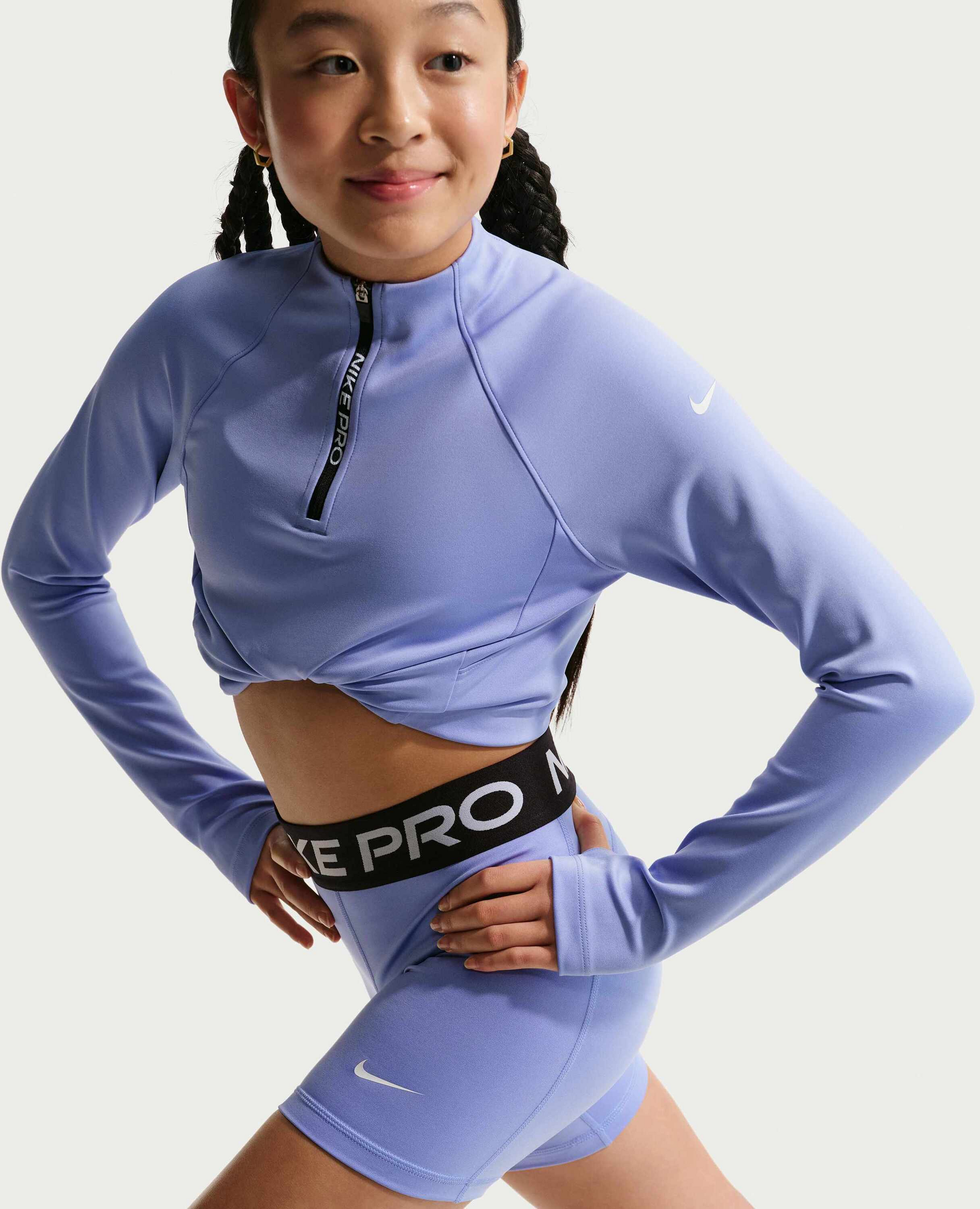 NIKE, Older Kids' (girls') Dri-fit Half-zip Long Sleeve Pro