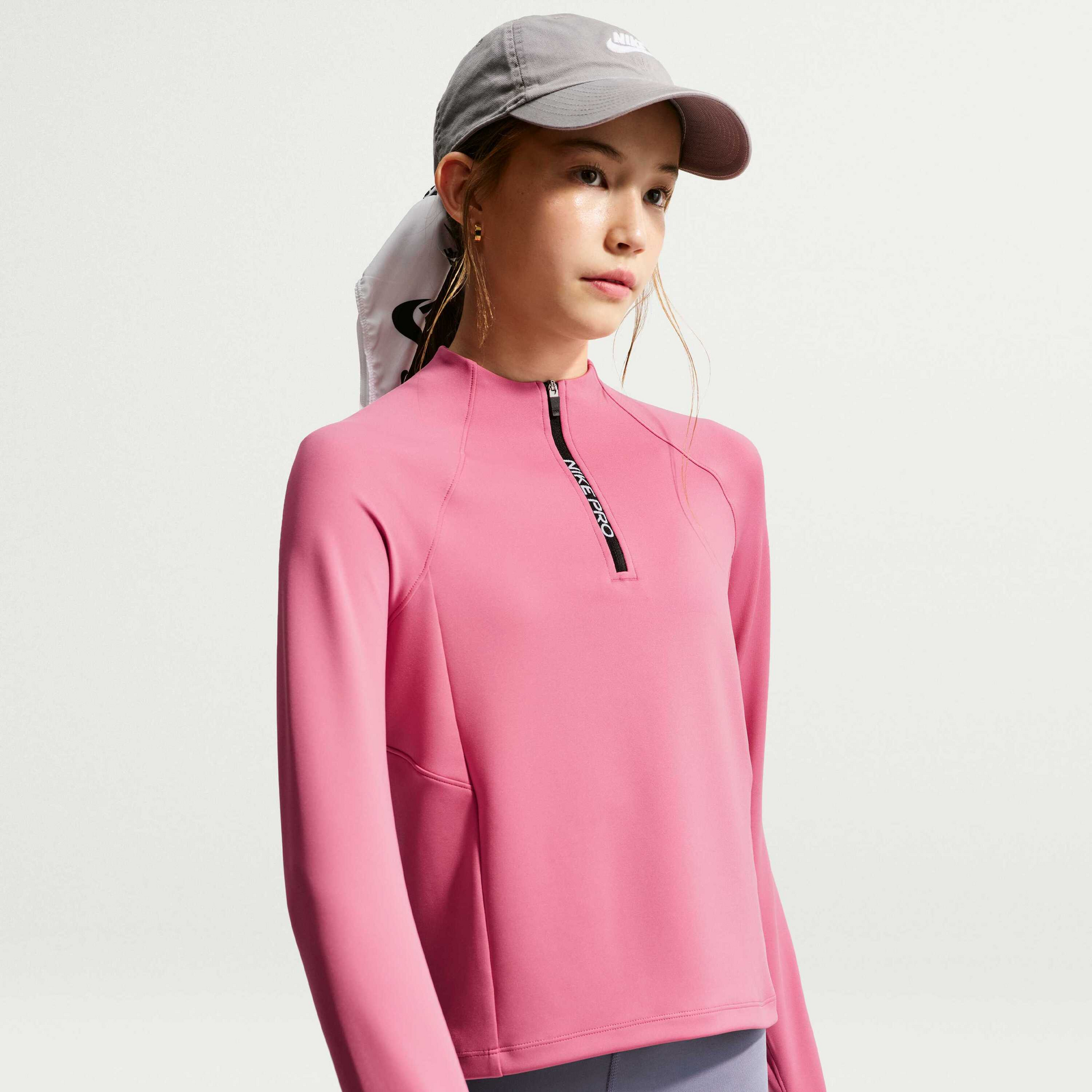 NIKE, Older Kids' (girls') Dri-fit Half-zip Long Sleeve Pro