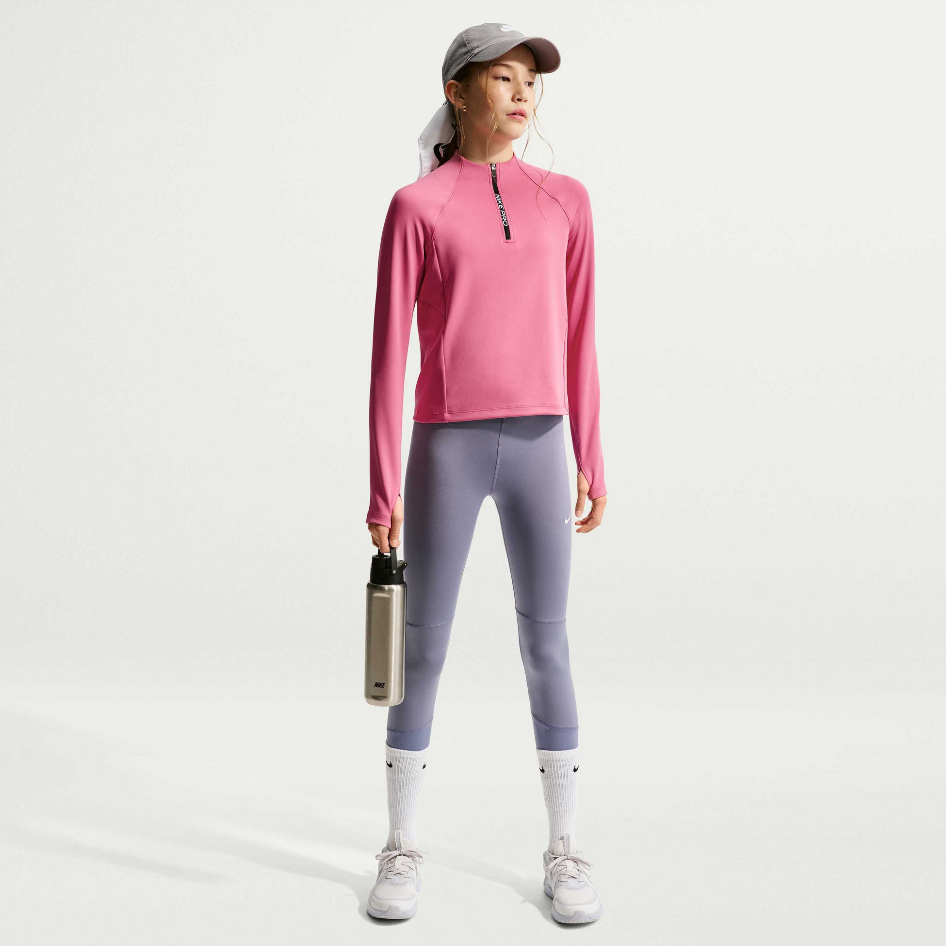 NIKE, Older Kids' (girls') Dri-fit Half-zip Long Sleeve Pro